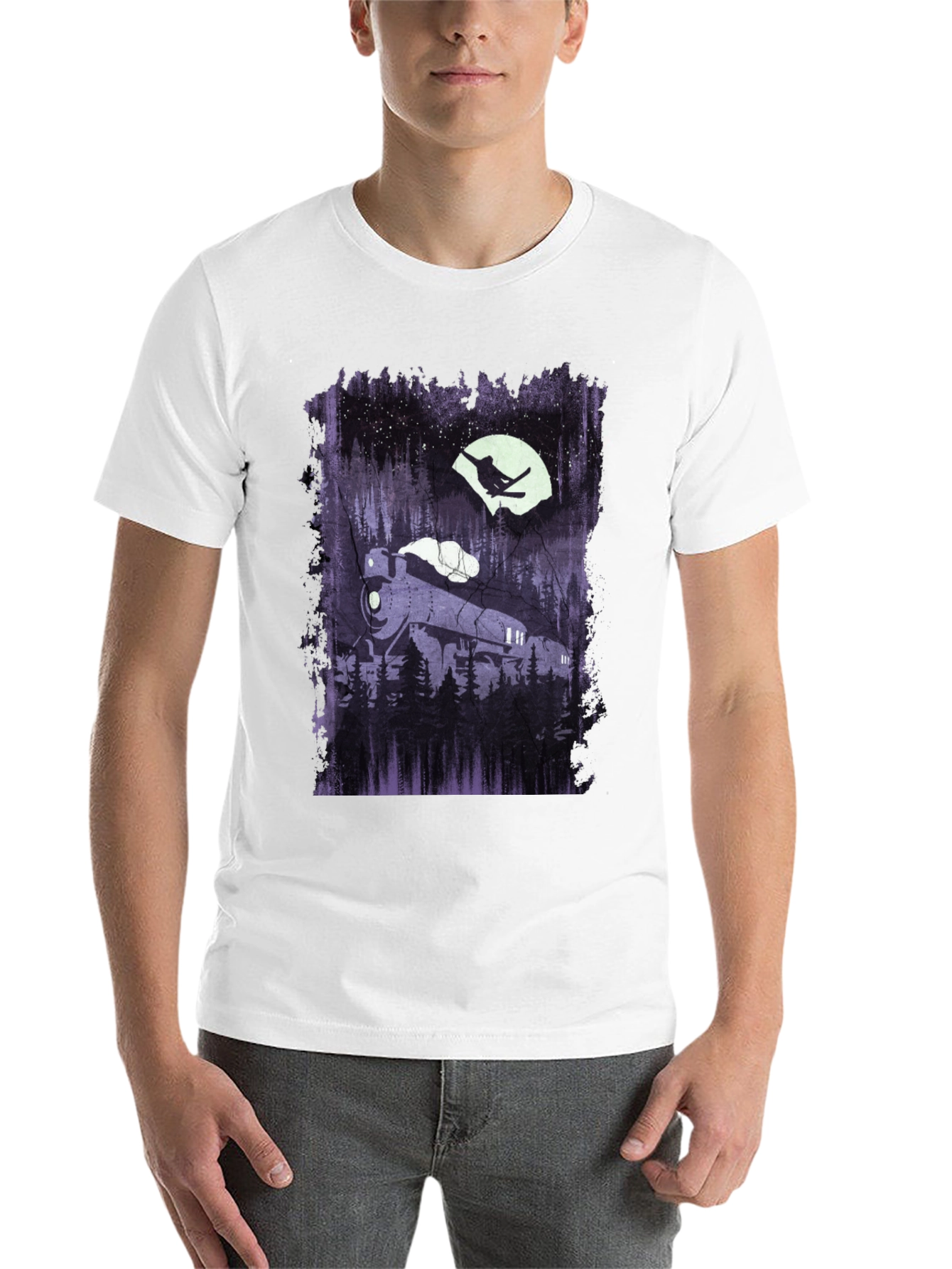 Black Train & Skier Graphic Tee - Black view 14