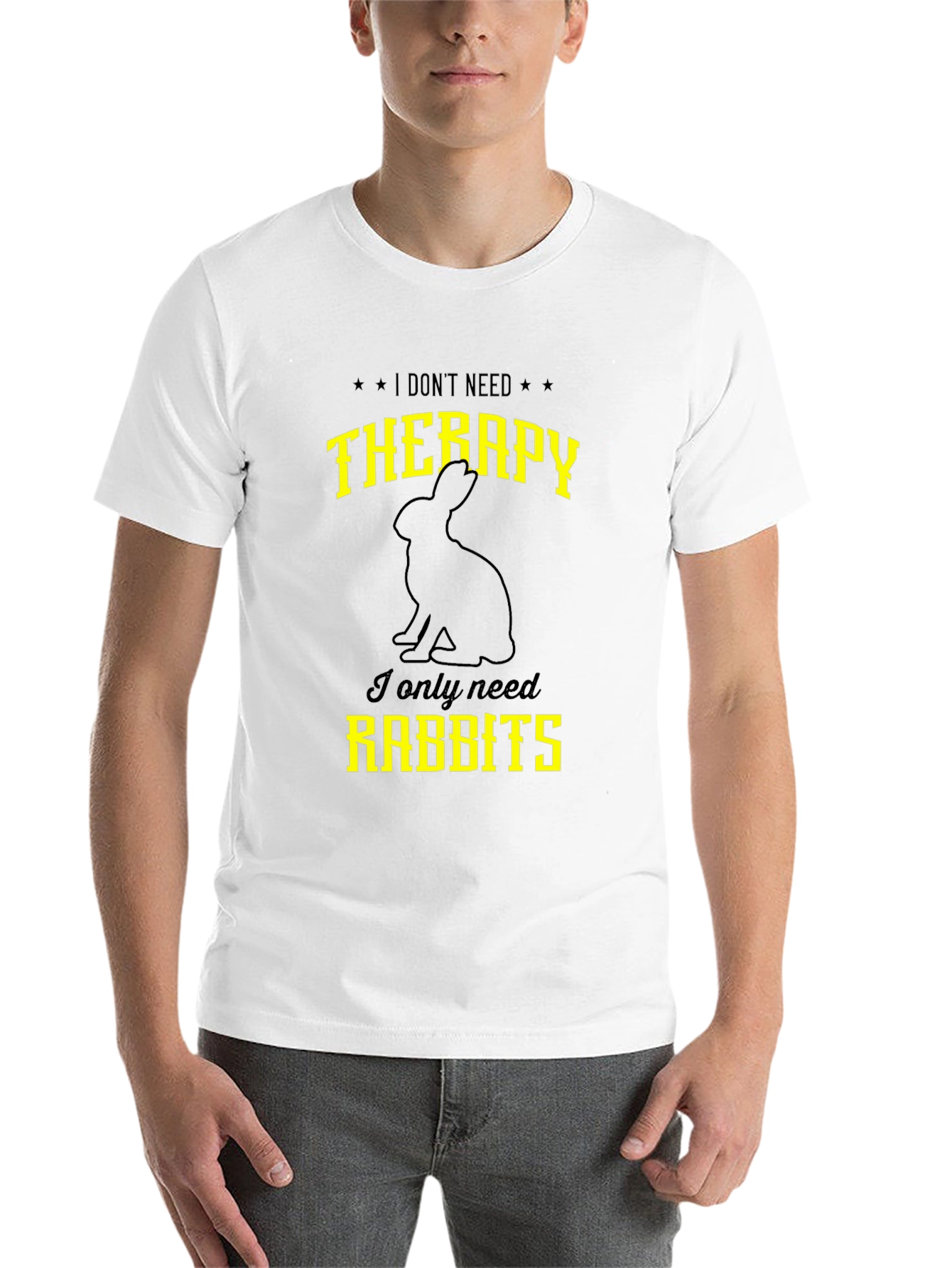 Black Funny Rabbit T-Shirt: I Don't Need Therapy view 14