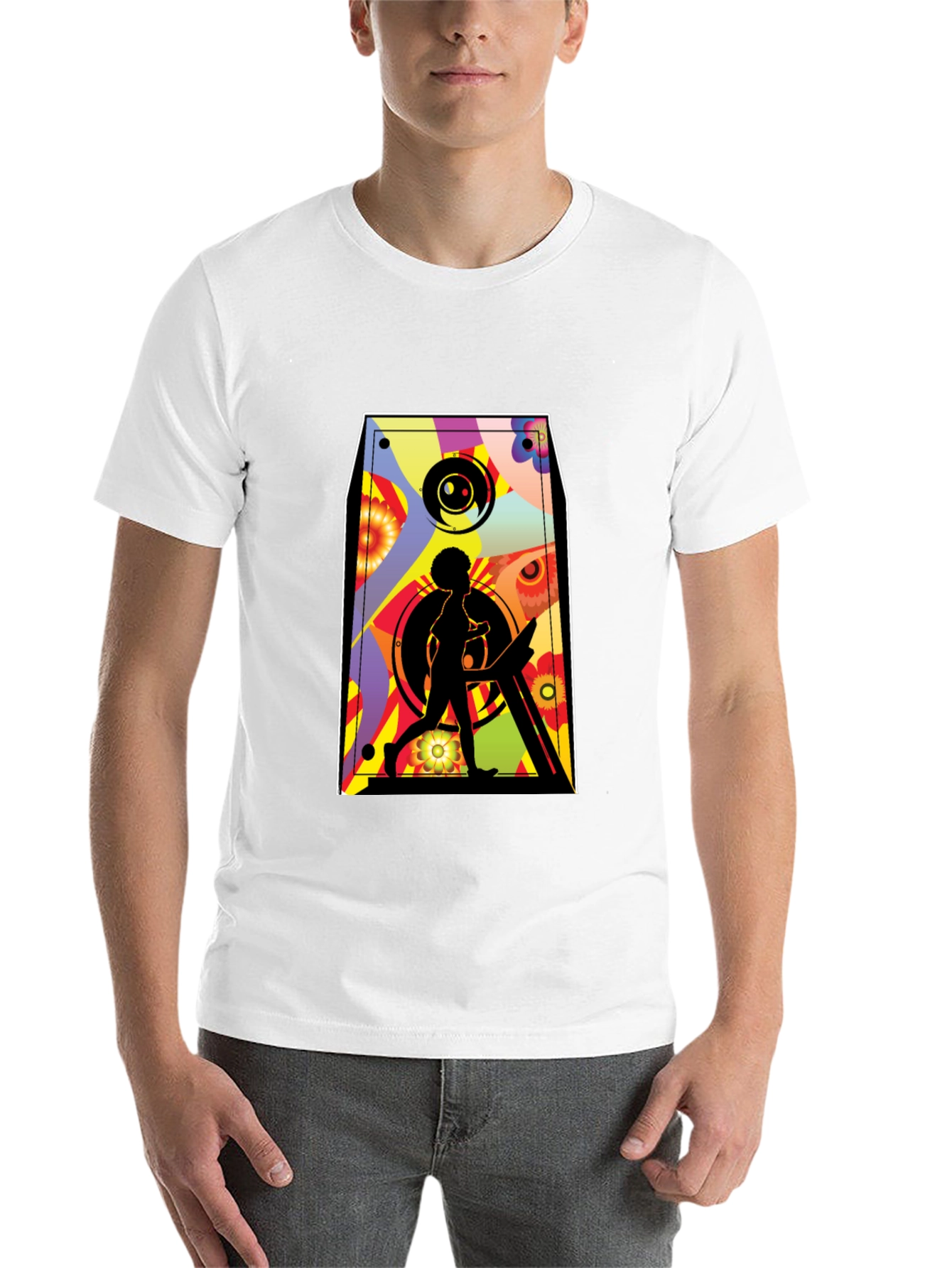 Black Retro Speaker Graphic Tee - Black Cotton Blend view 14