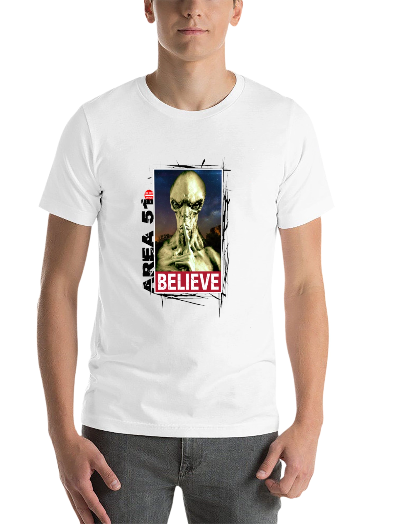 Black Believe Alien Graphic T-Shirt - Area 51 Conspiracy Tee view 14