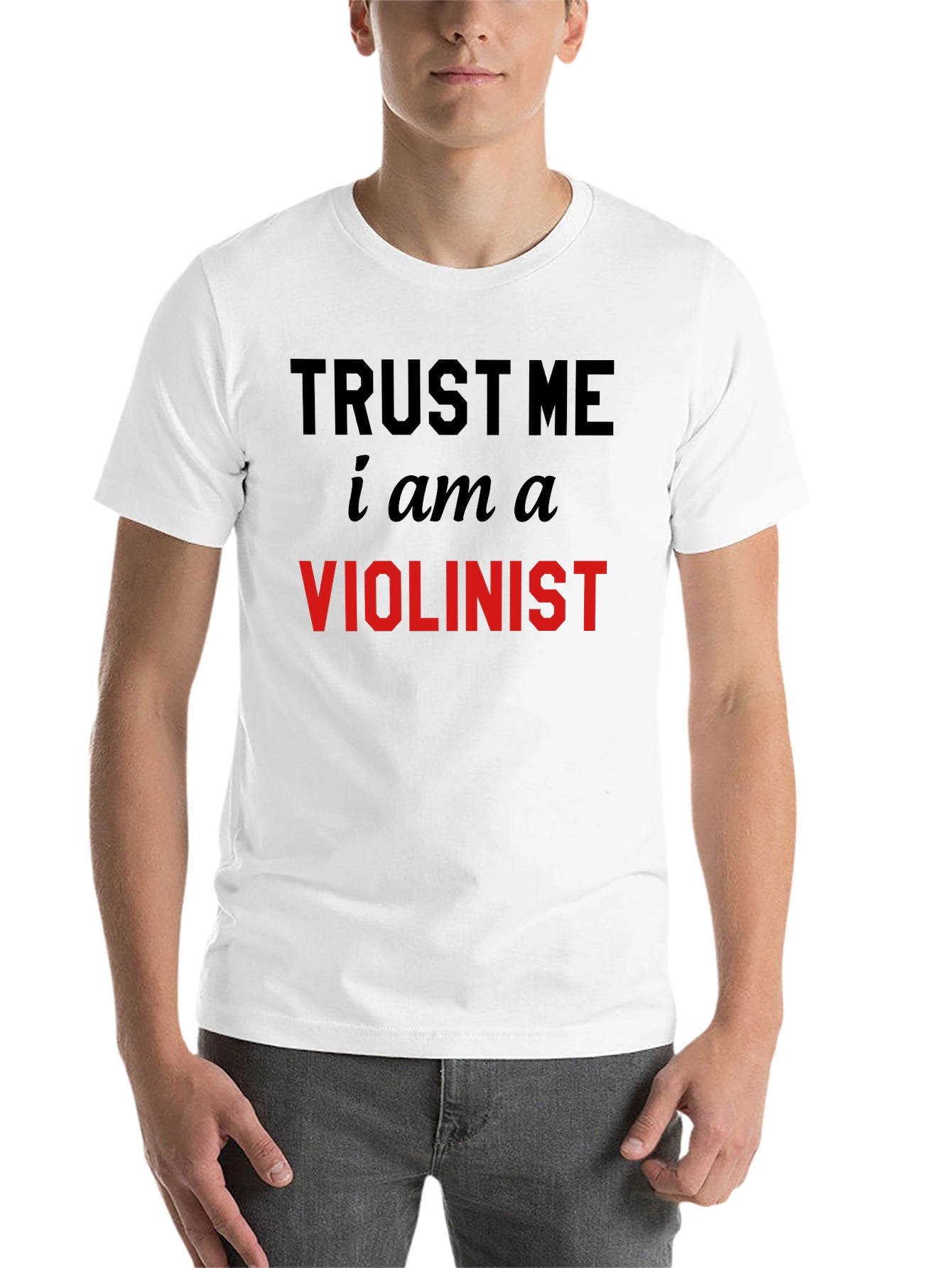 Black Trust Me I'm A Violinist T-Shirt view 14