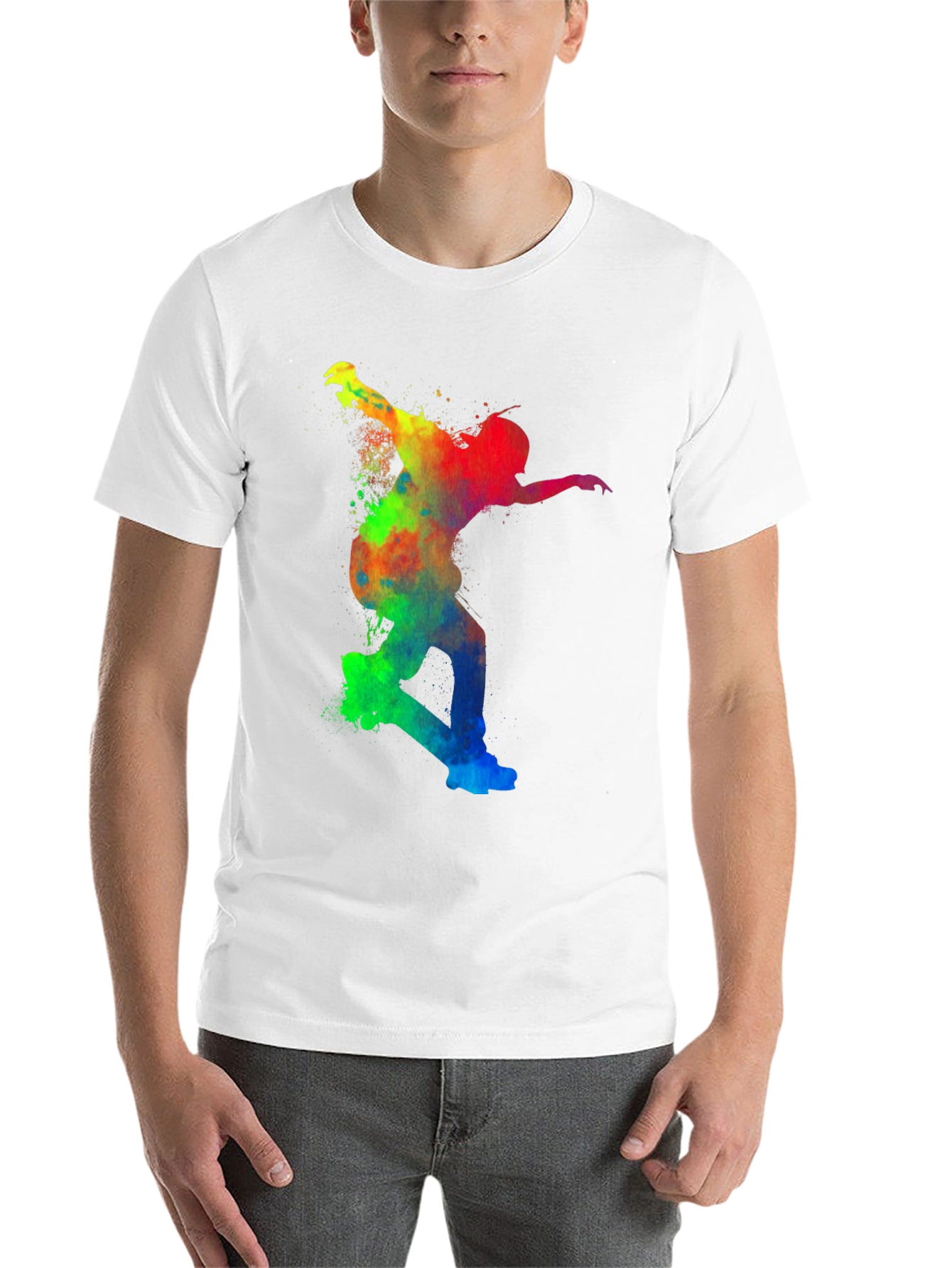 Black Colorful Skateboarder Graphic Tee - Unisex view 14