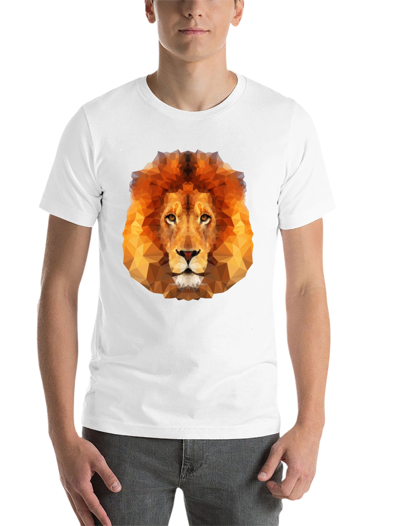 Black Geometric Lion Graphic Tee - Men's Black T-Shirt view 14