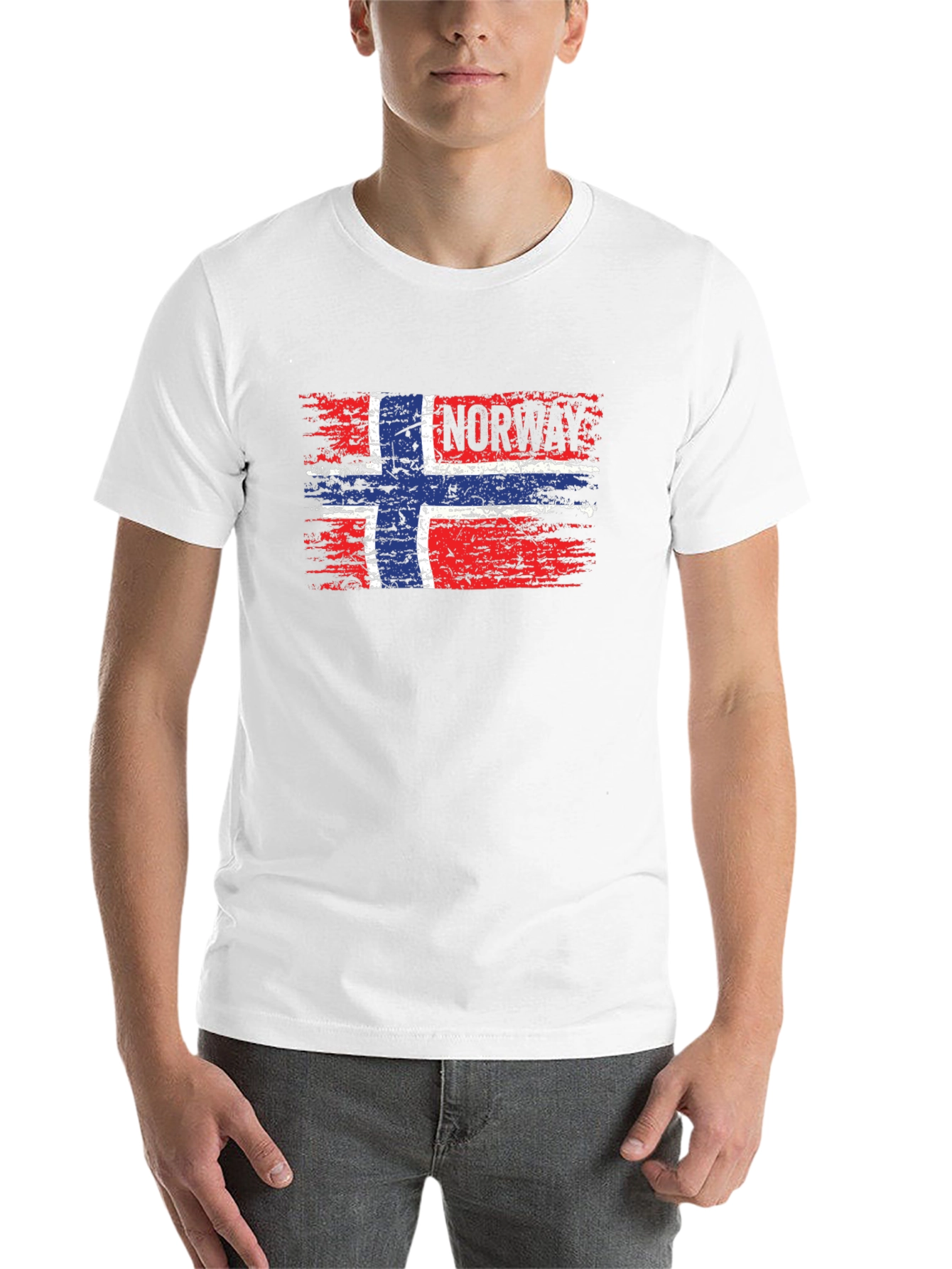 Norway Flag Distressed Black T-Shirt - 14
