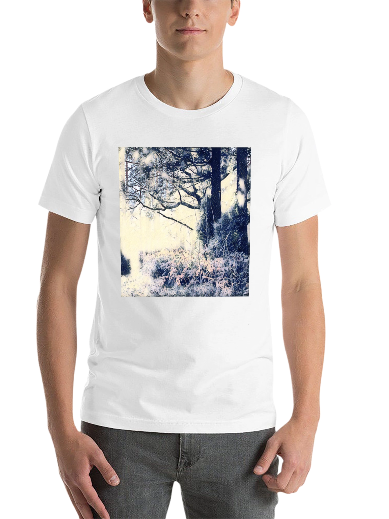 Black Artistic Nature Scene Black T-Shirt view 14