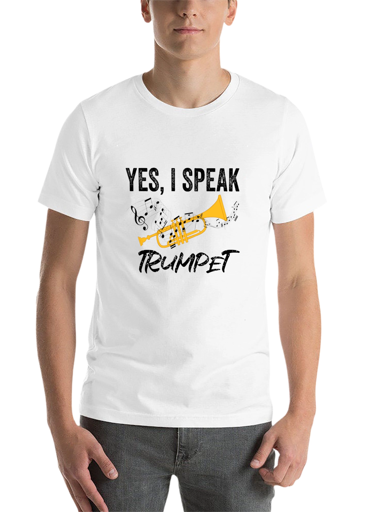 Black Yes, I Speak Trumpet Graphic T-Shirt - Musician Tee view 14
