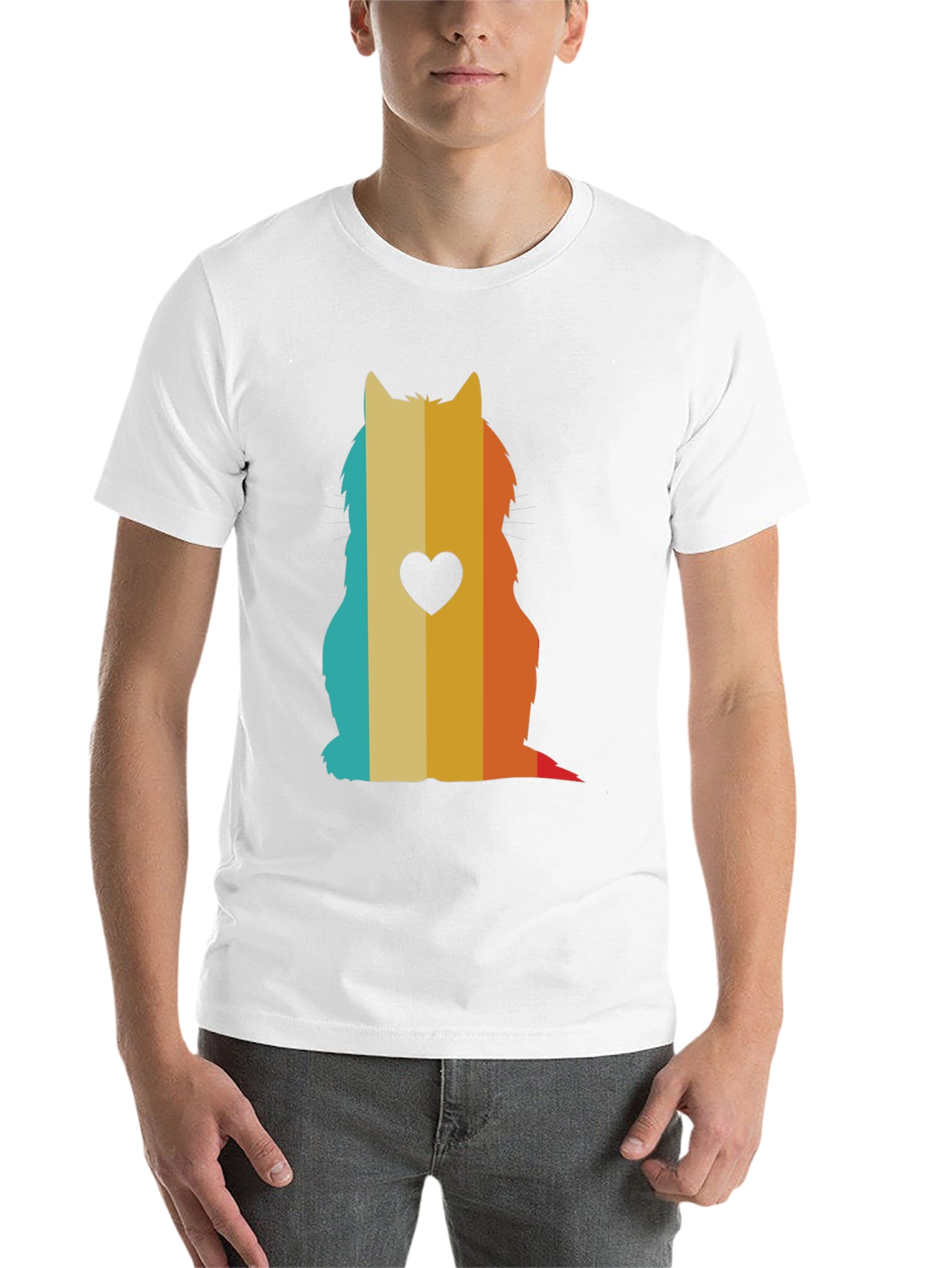 Black Retro Cat Silhouette T-Shirt - Heart Accent view 14