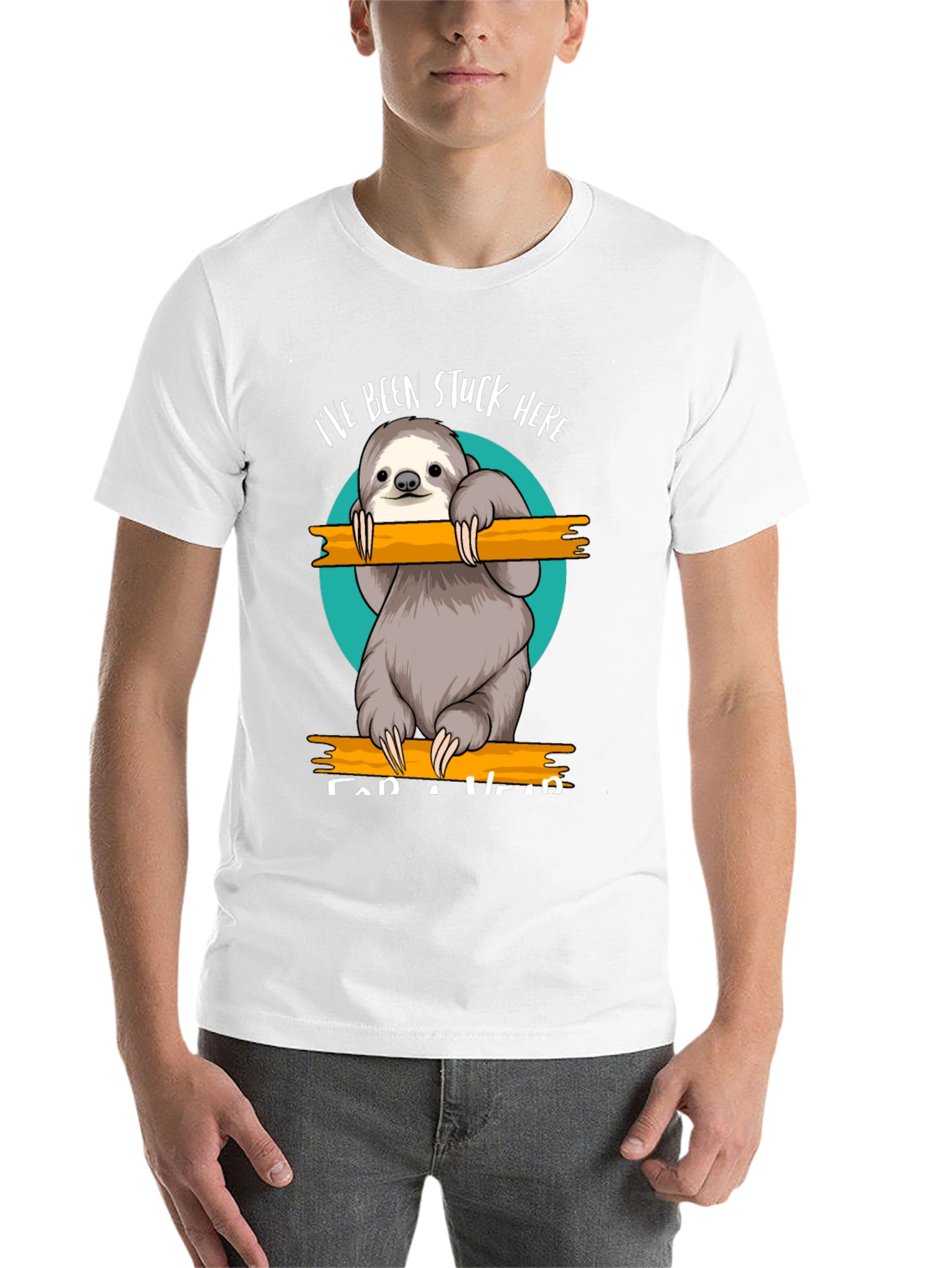 Black Stuck Here Sloth Graphic Tee - Relaxed Fit view 14