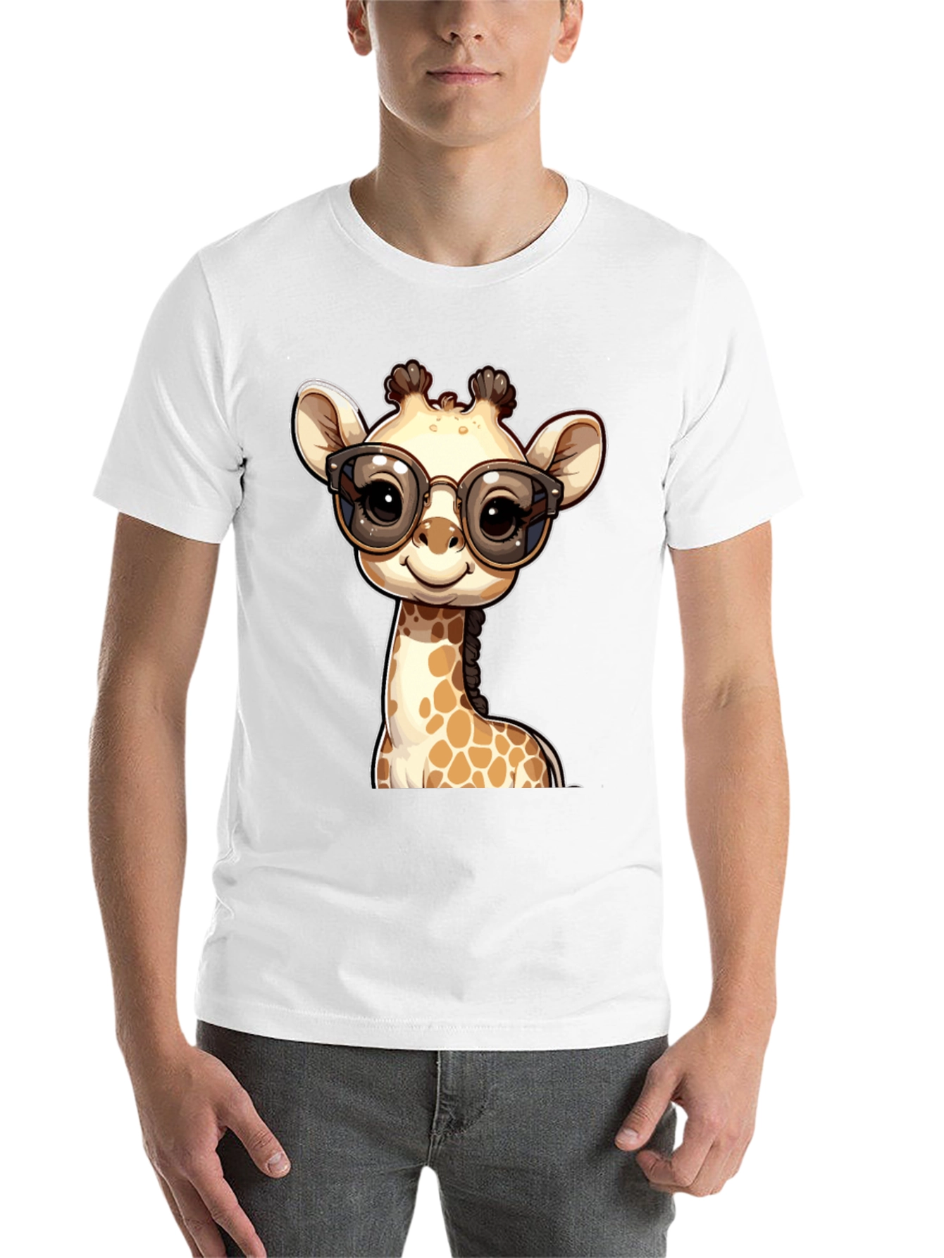 Black Giraffe with Glasses Graphic Tee view 14