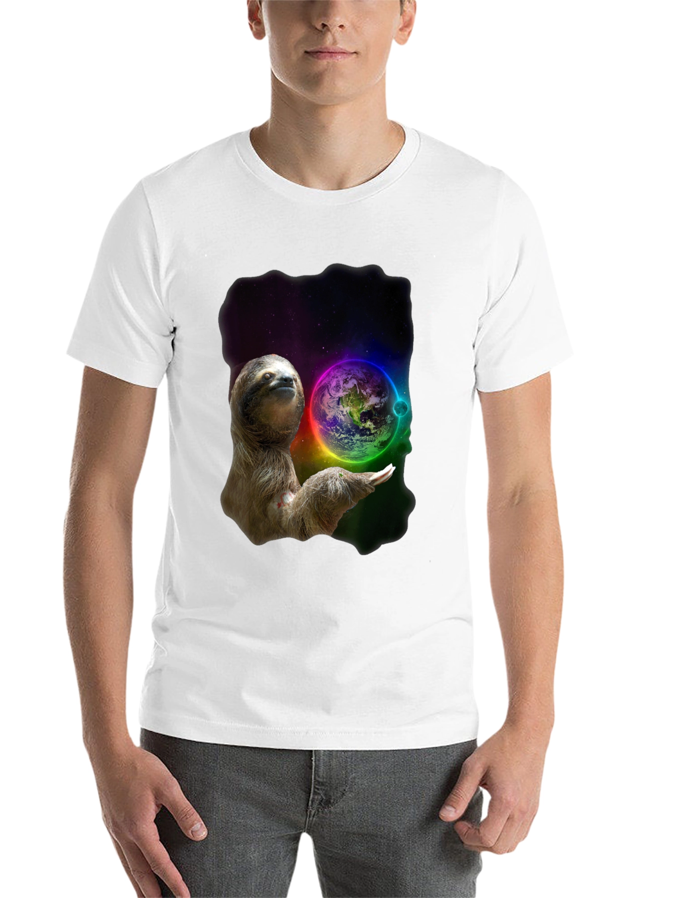 Black Cosmic Sloth T-Shirt -  Planet Protector Design view 14