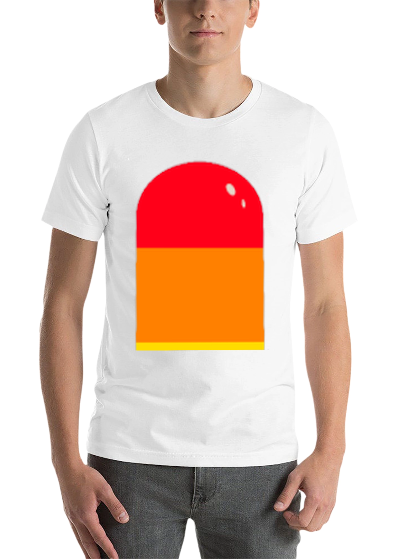 Black Retro Color Block Tee - Red, Orange, Yellow Graphic T-Shirt view 14