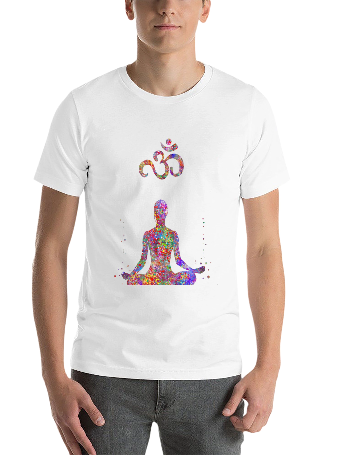 Black Yoga Om Symbol Graphic T-Shirt view 14
