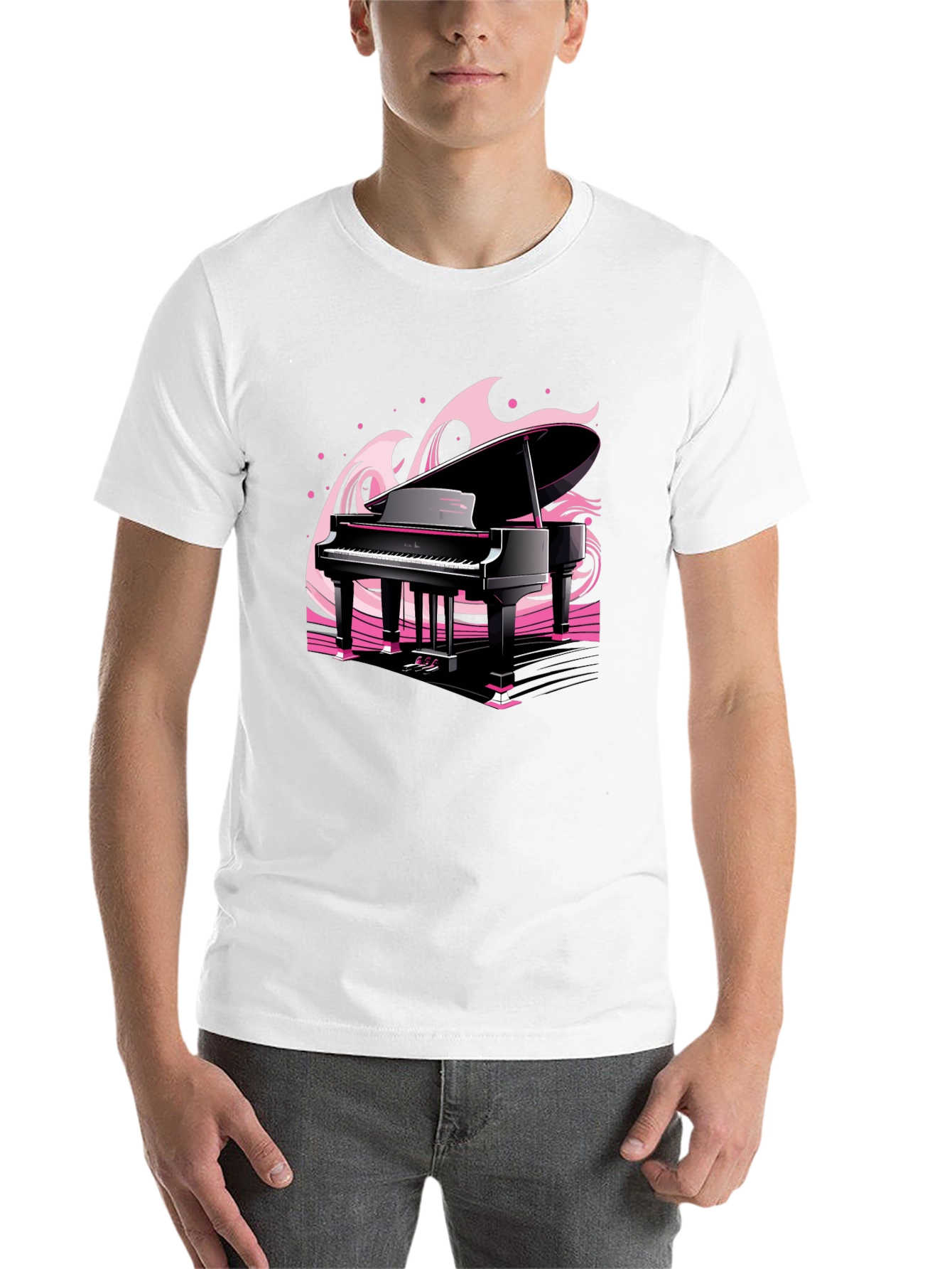 Black Piano Waves Graphic Tee - Musical Black T-Shirt view 14