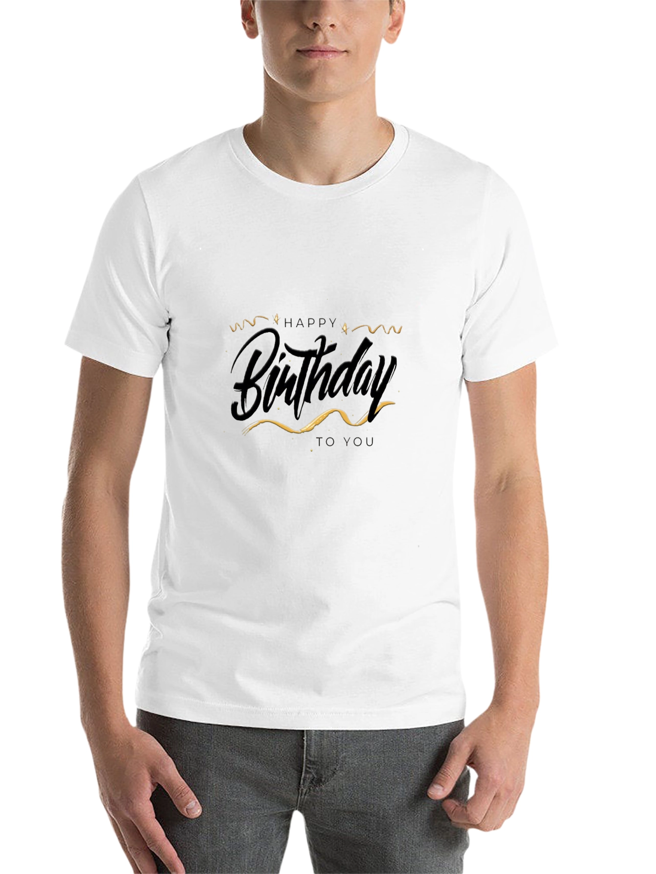 Black Happy Birthday Black Graphic Tee for Men view 14