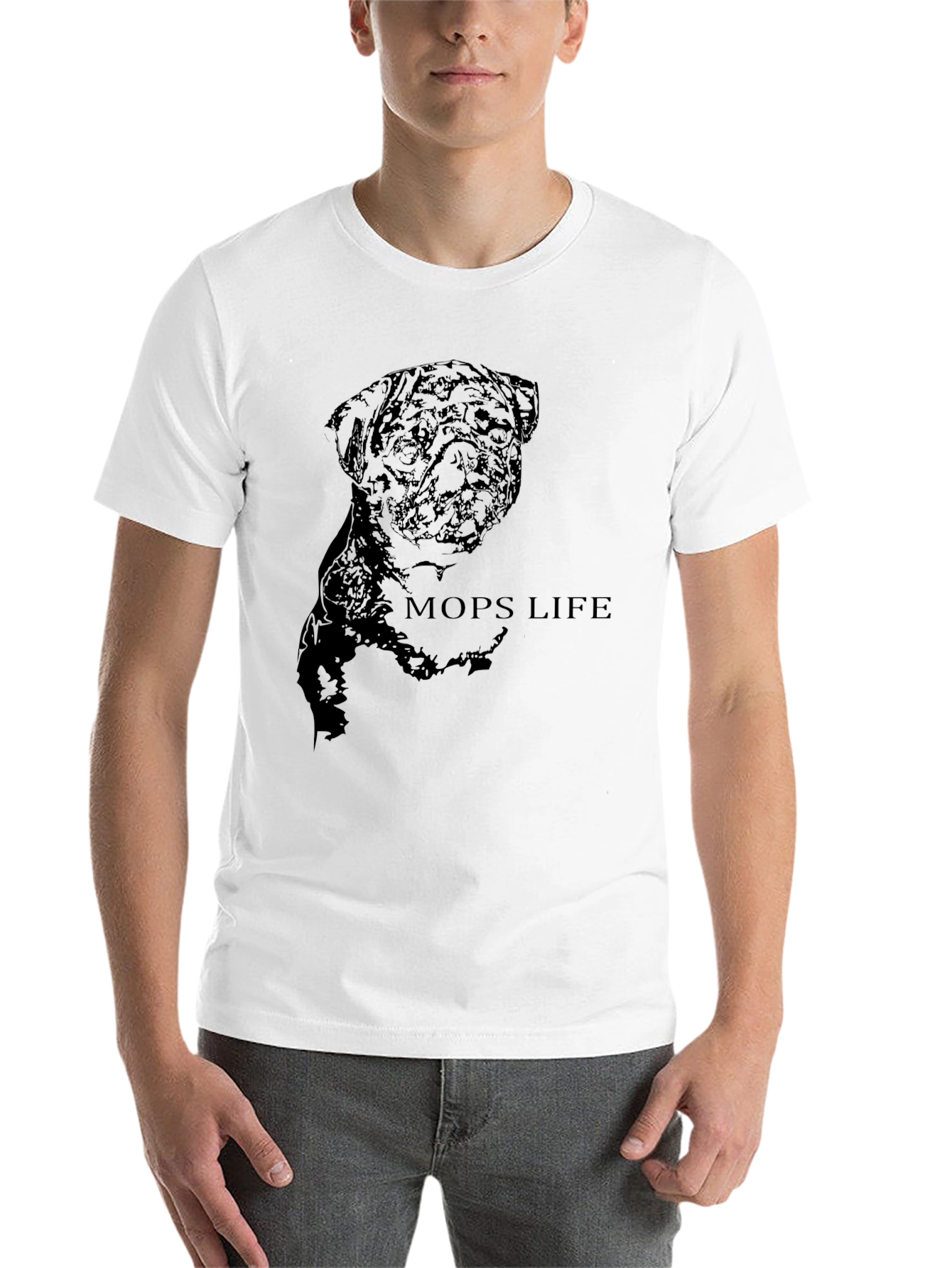 Black Men's Black Pug Life Graphic T-Shirt view 14