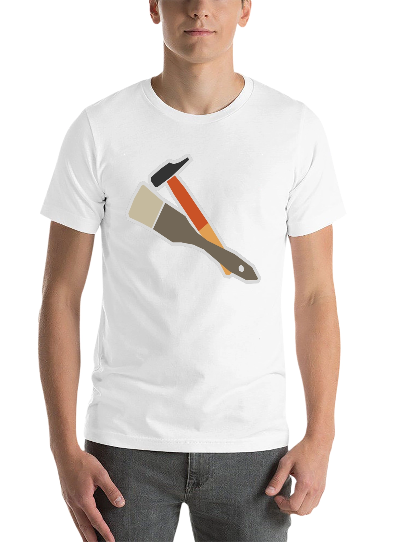 Black Painter's Tee: Hammer & Brush Graphic T-Shirt view 14