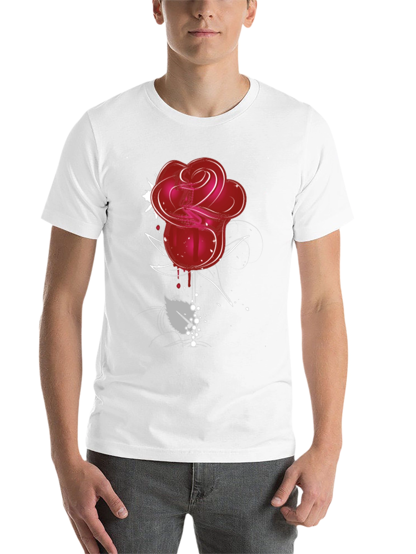 Black Red Rose Graphic Tee - Men's Black T-Shirt view 14