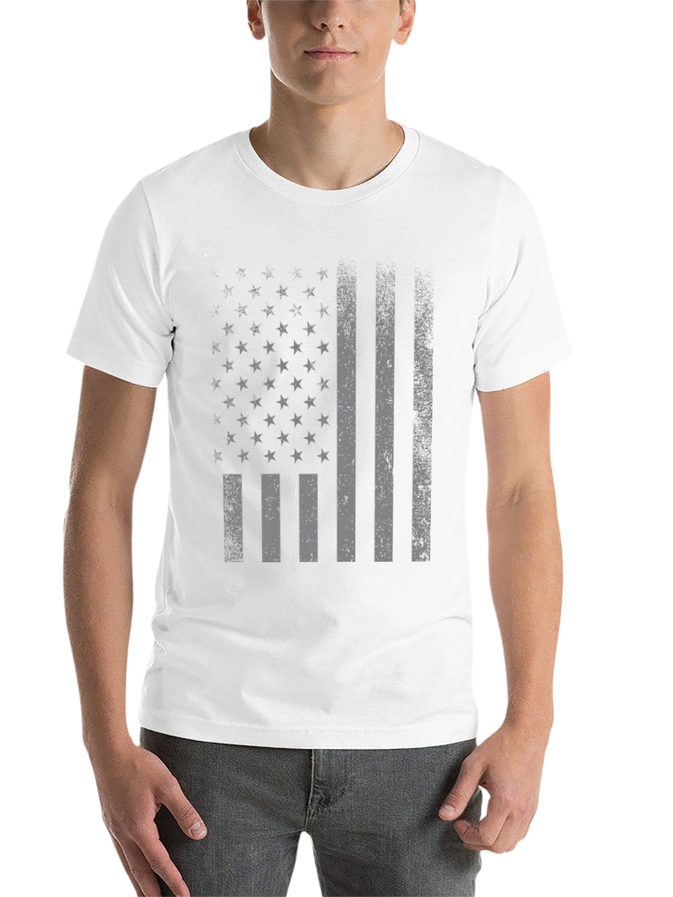 Black Distressed American Flag Graphic T-Shirt view 14