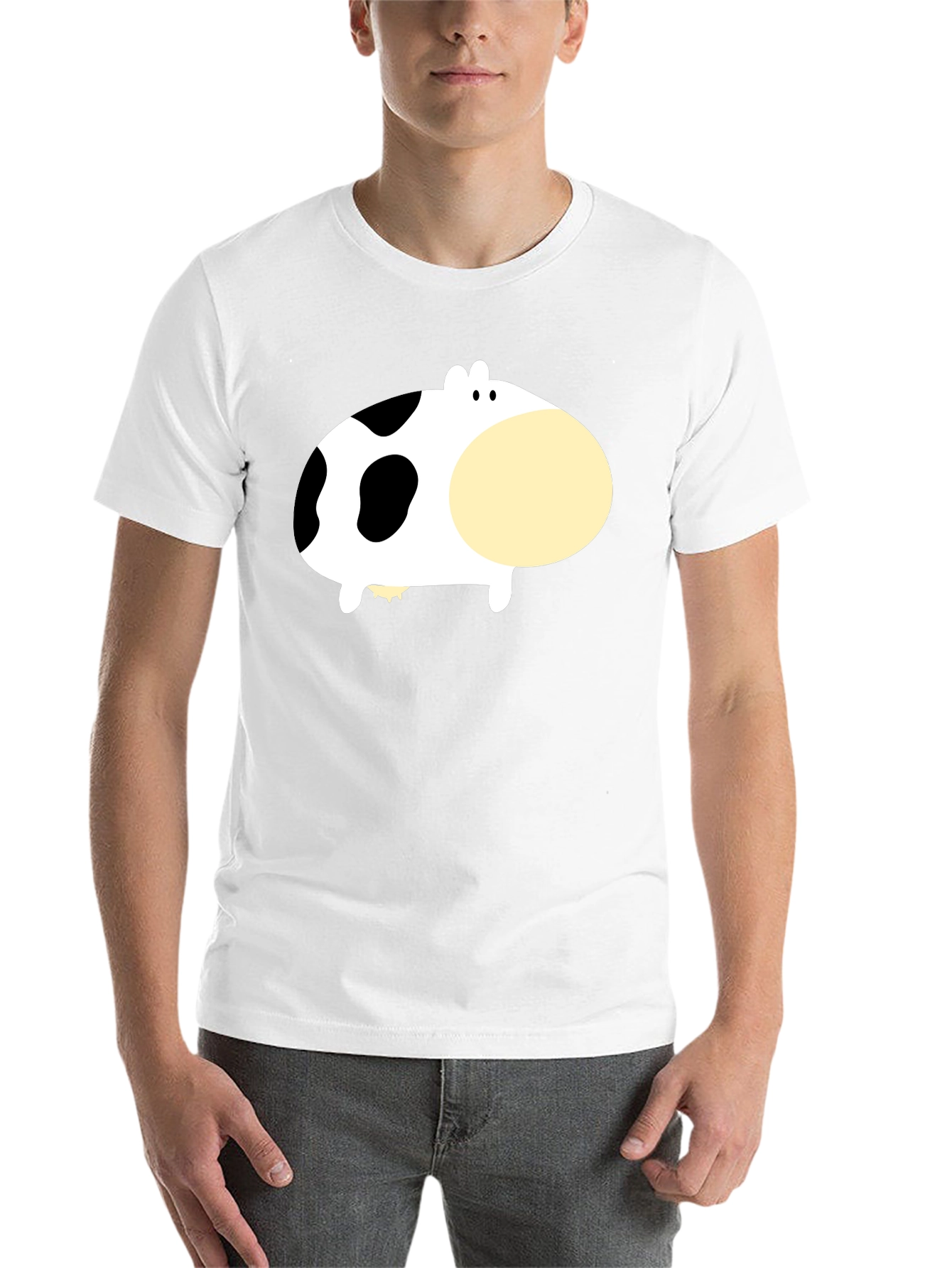 Black Cute Cartoon Cow Graphic Tee - Black view 14