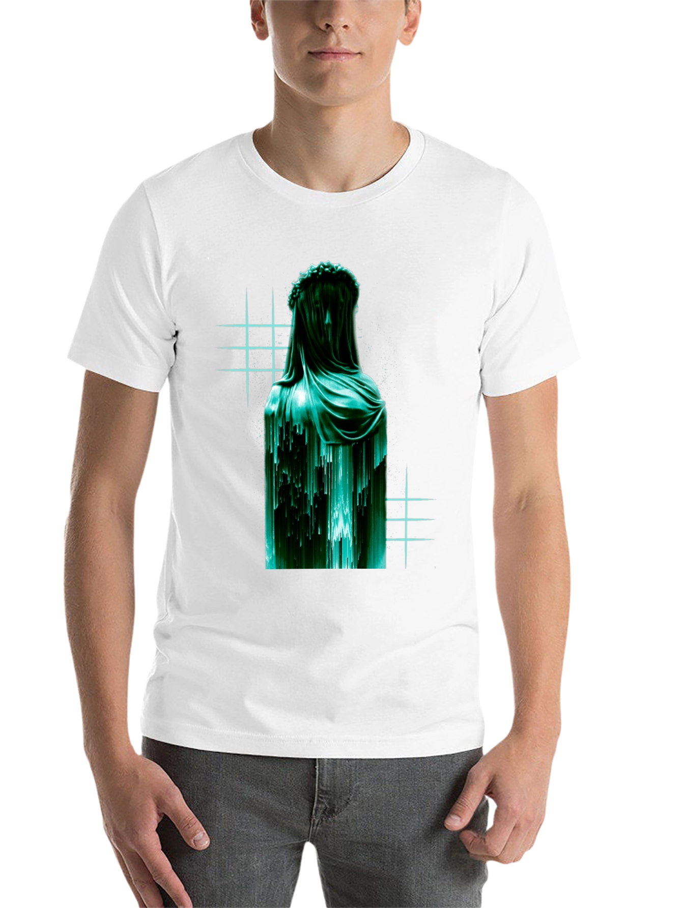 Black Veiled Statue Graphic T-Shirt - Modern Art Tee view 14
