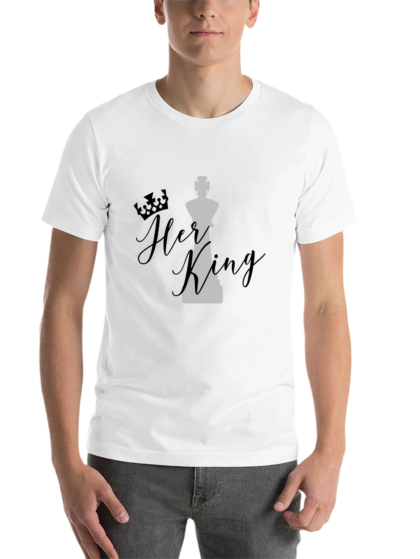 Black Her King Graphic T-Shirt - Black Cotton Blend Casual Tee view 14