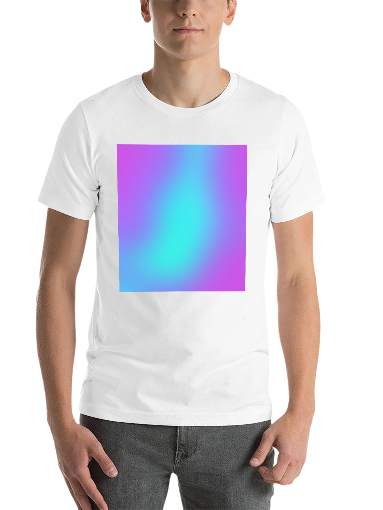 Black Men's Black T-Shirt with Vibrant Gradient Design view 14