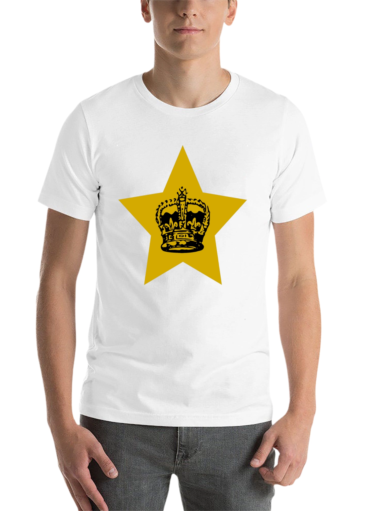 Black Crown Star Graphic Tee - Black Cotton Casual Shirt view 14