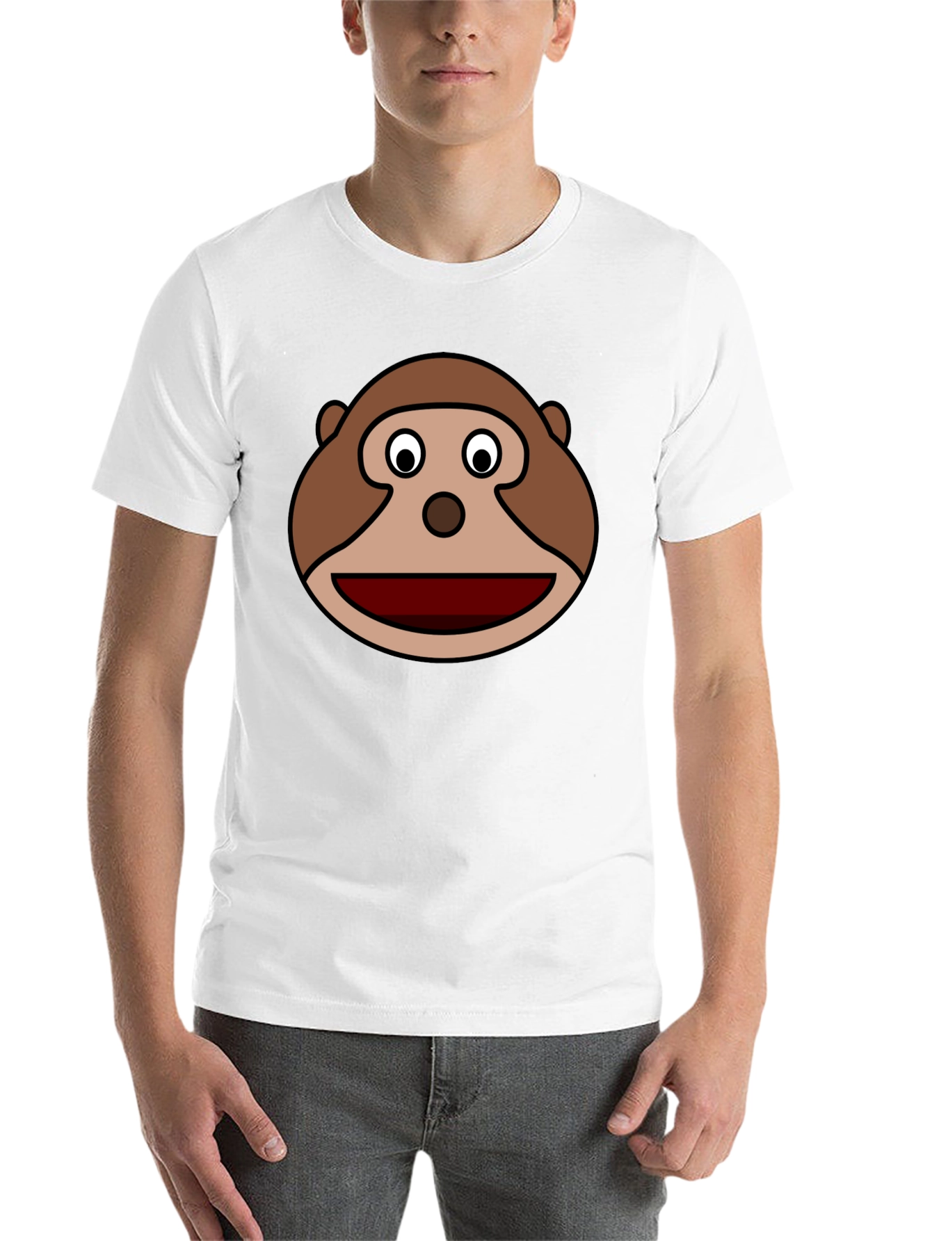 Black Monkey Face Graphic Tee - Black Cotton Casual view 14