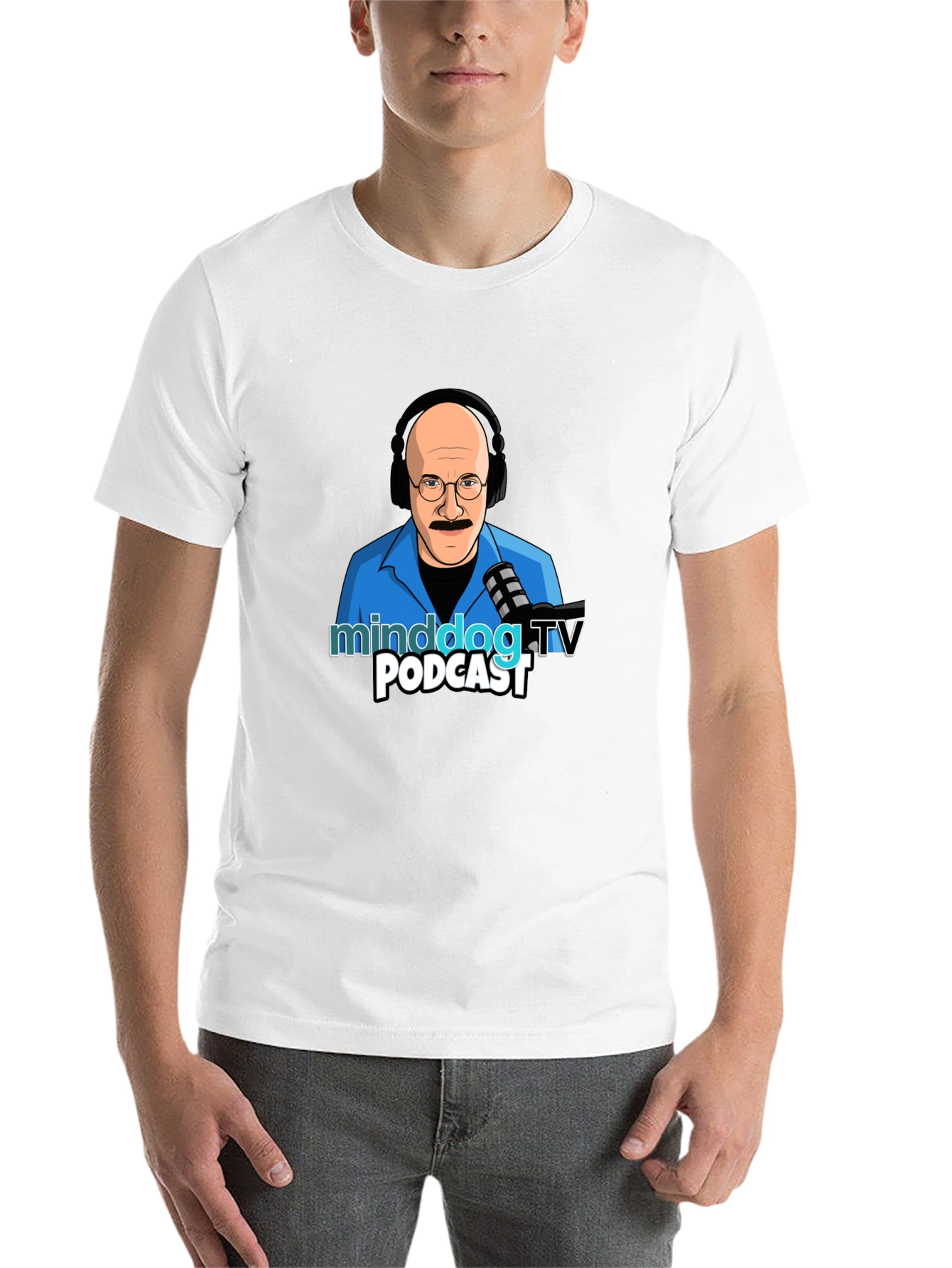 Black Minddog.TV Podcast Graphic T-Shirt view 14