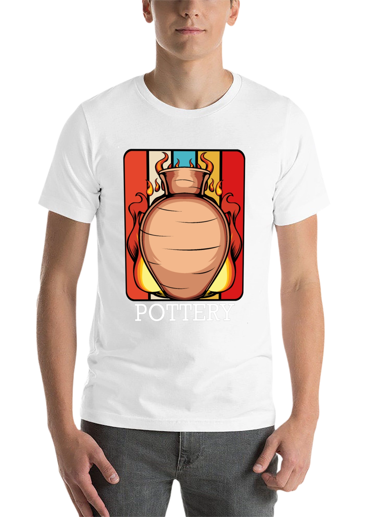 Black Pottery T-Shirt - Retro Clay Vase Design view 14