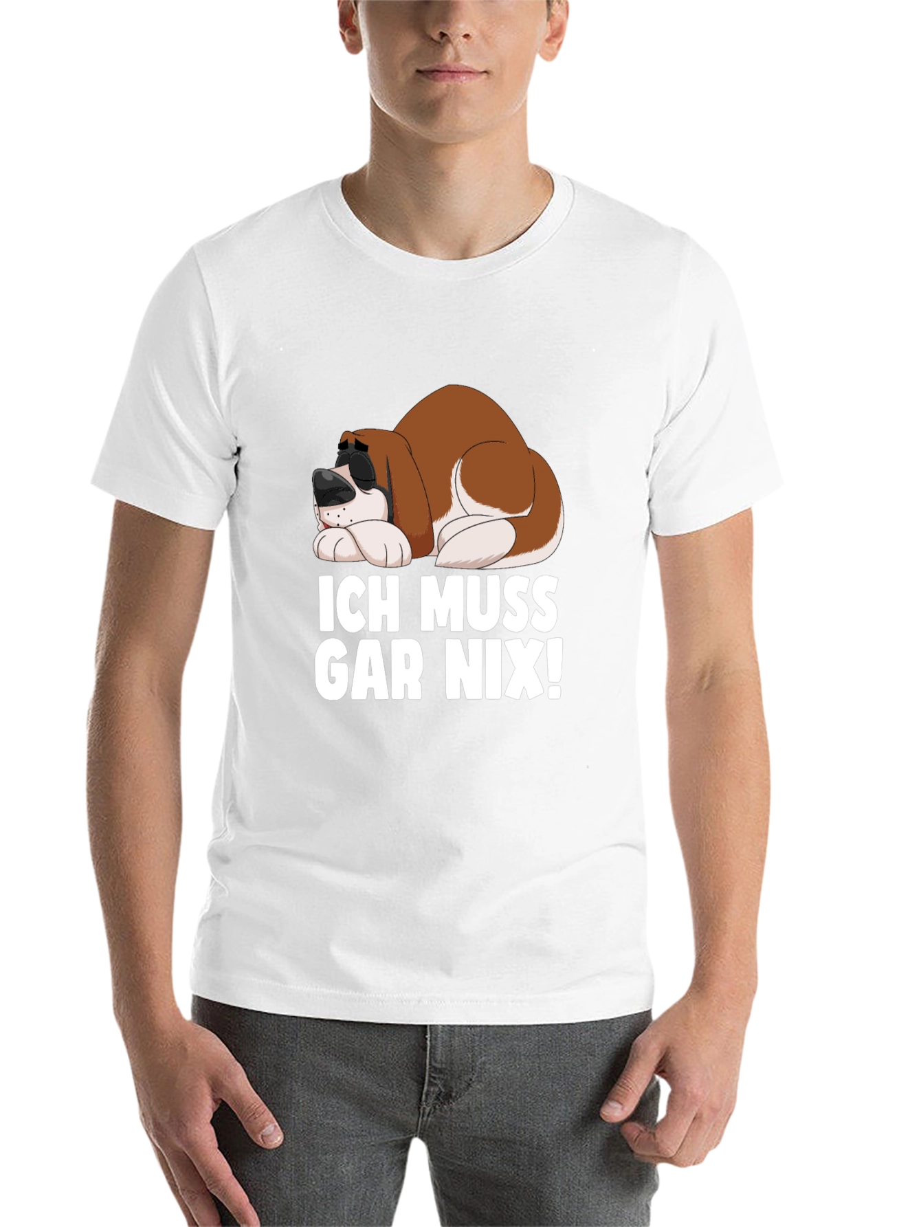 Black Ich Muss Gar Nix! Funny Dog T-Shirt view 14