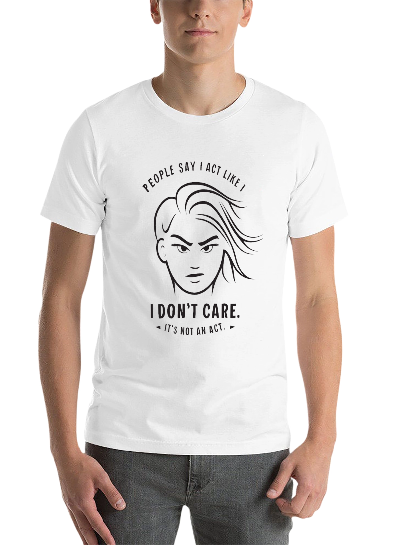 Black I Don't Care Graphic Tee - Bold Statement T-Shirt view 14