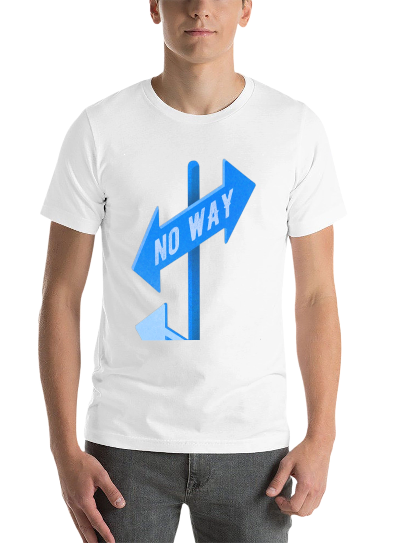 Black No Way Sign Graphic Tee - Black Casual T-Shirt view 14