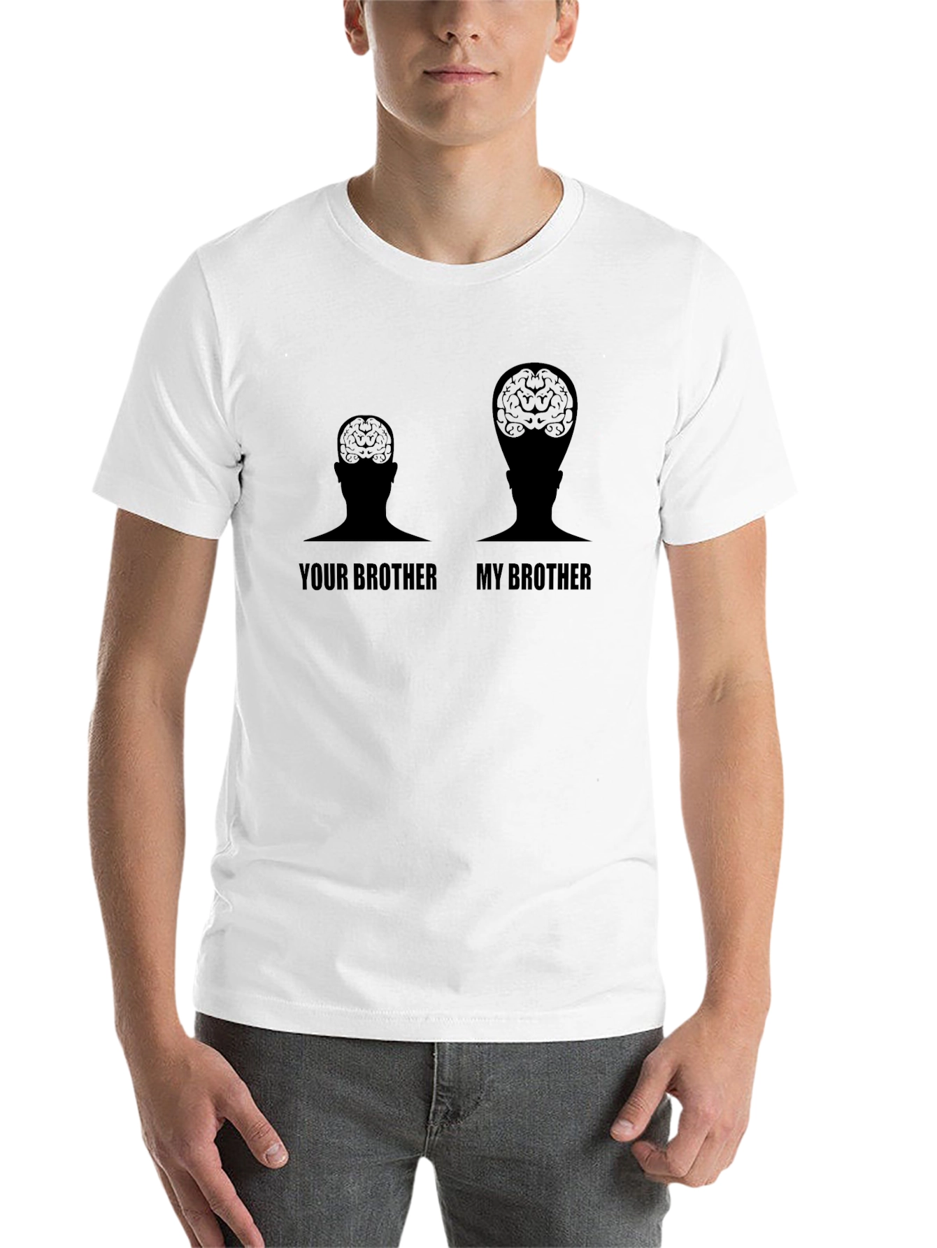 Black Funny Brain Power T-Shirt - "My Brother" view 14