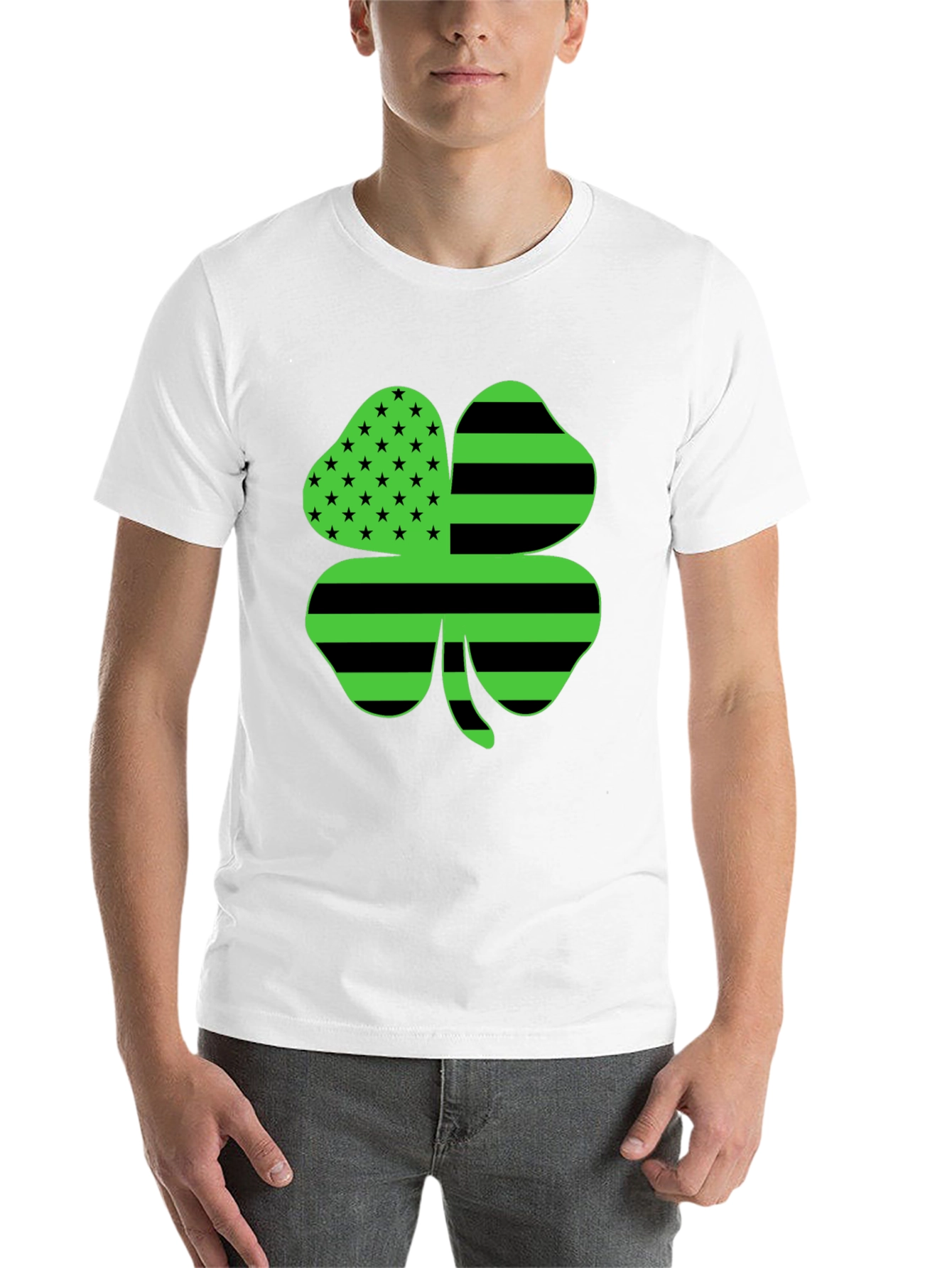 Black St. Patrick's Day Shamrock Novelty Graphic Tee view 14