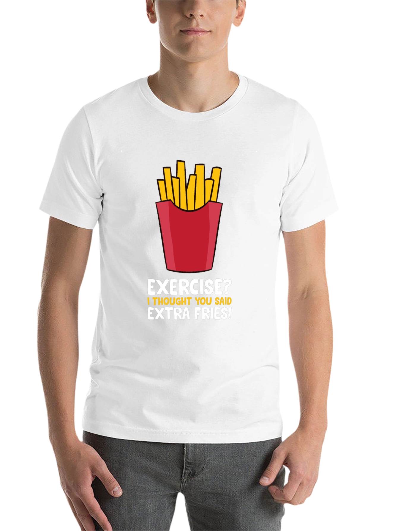Black Funny Extra Fries Graphic T-Shirt view 14