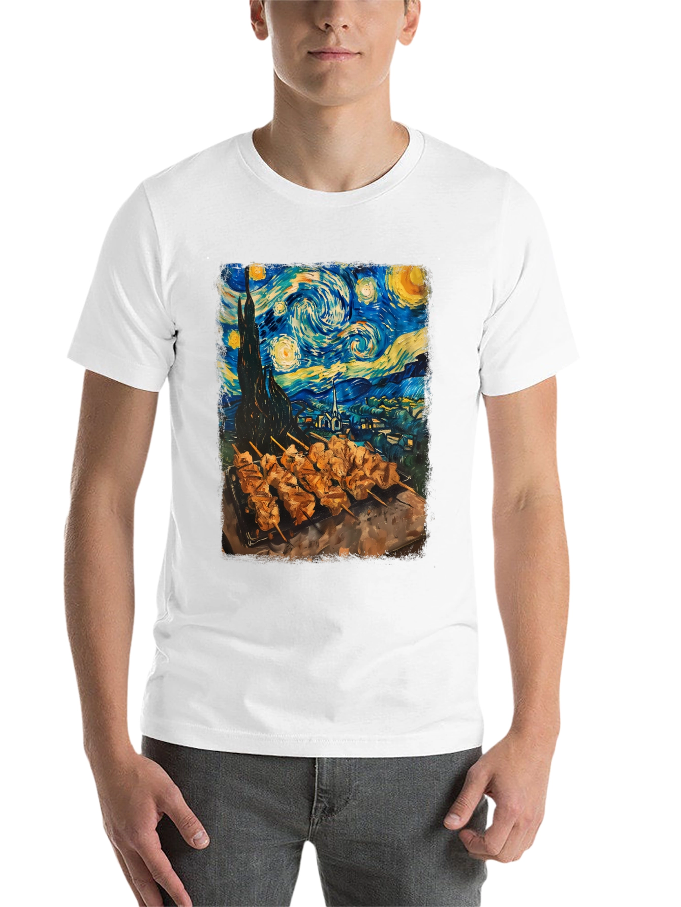 Black Starry Night & BBQ T-Shirt view 14