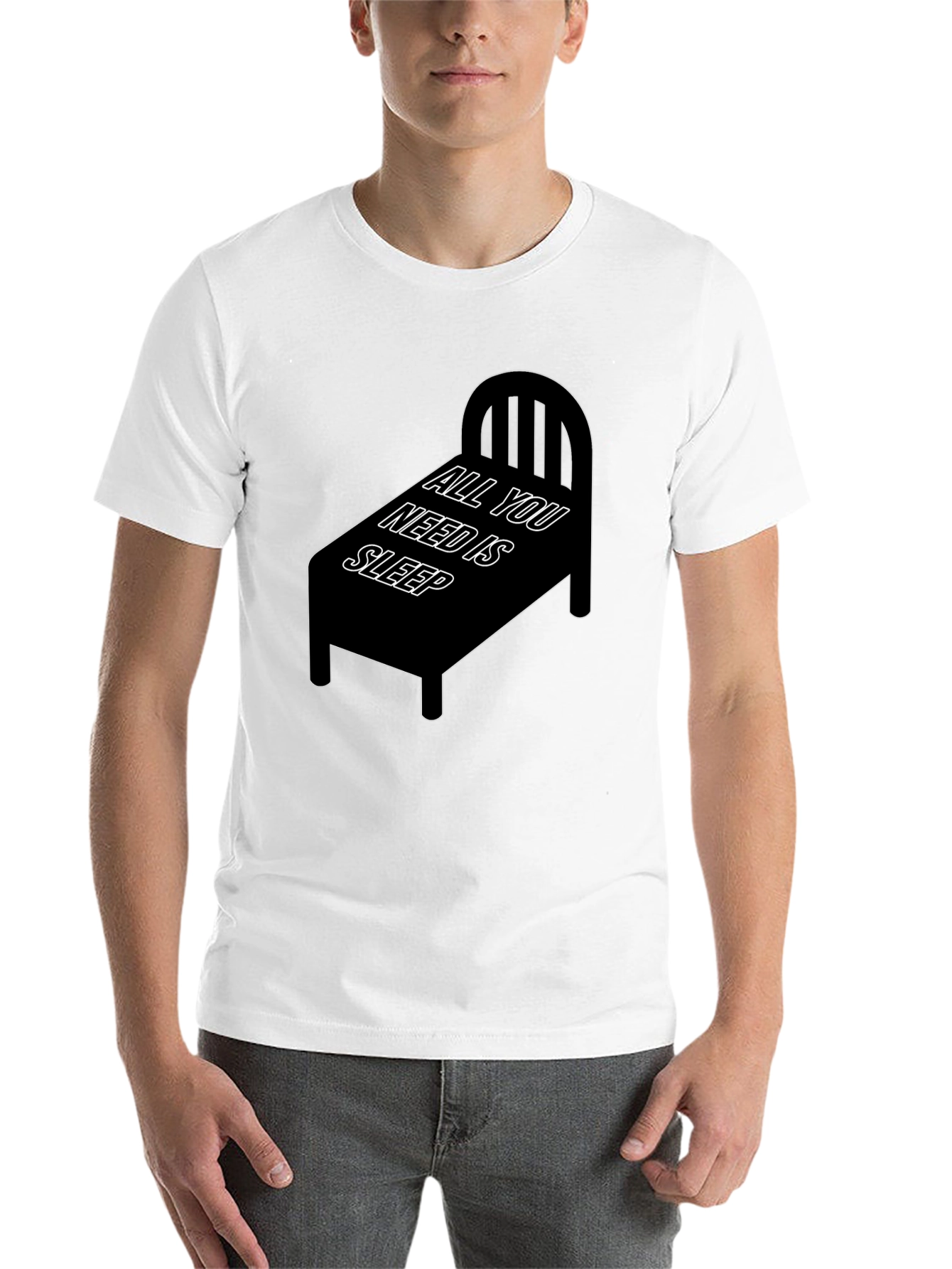 Black All You Need is Sleep T-Shirt - Funny Bed Design view 14