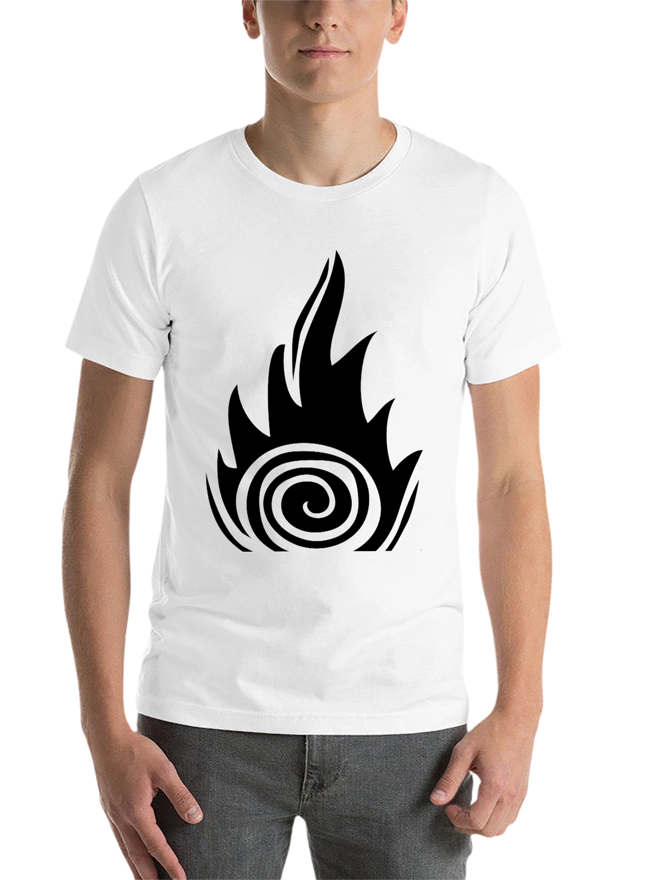 Black Men's Black Graphic Tee - Fire Design view 14