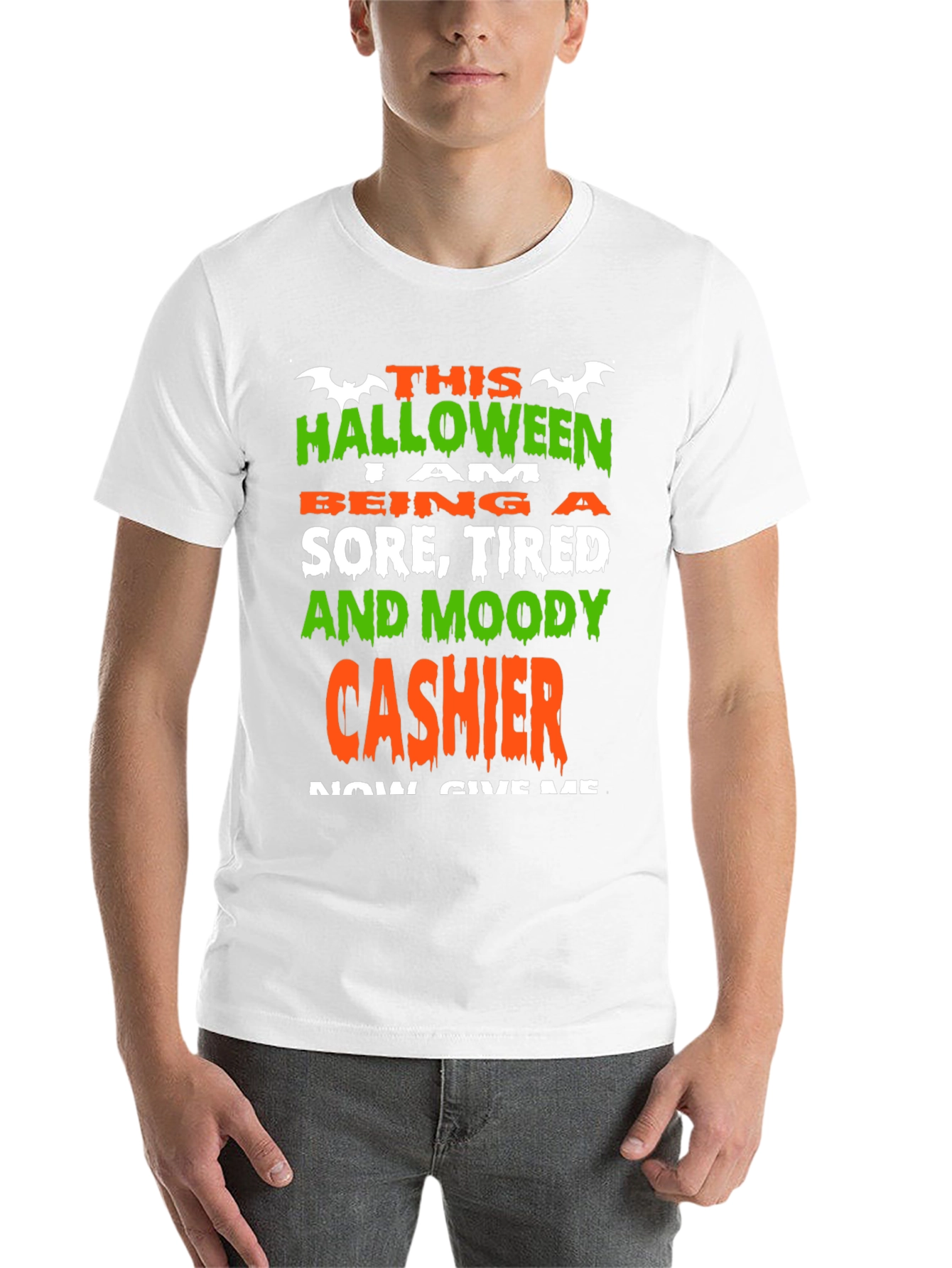Black Halloween Cashier Graphic Tee - Sore Tired & Moody view 14