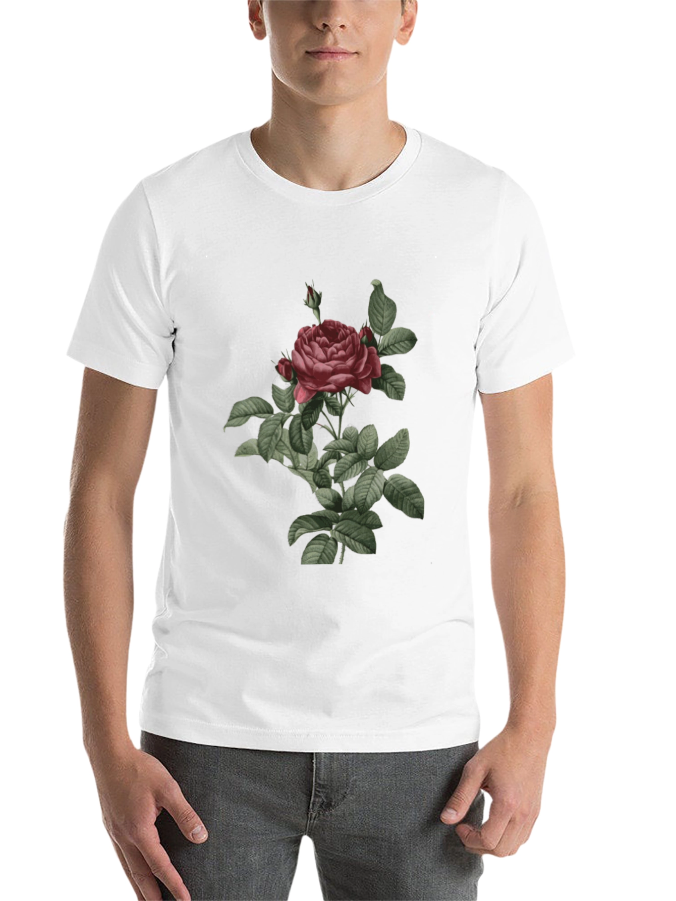 Black Vintage Rose Graphic Tee - Classic Botanical Design view 14