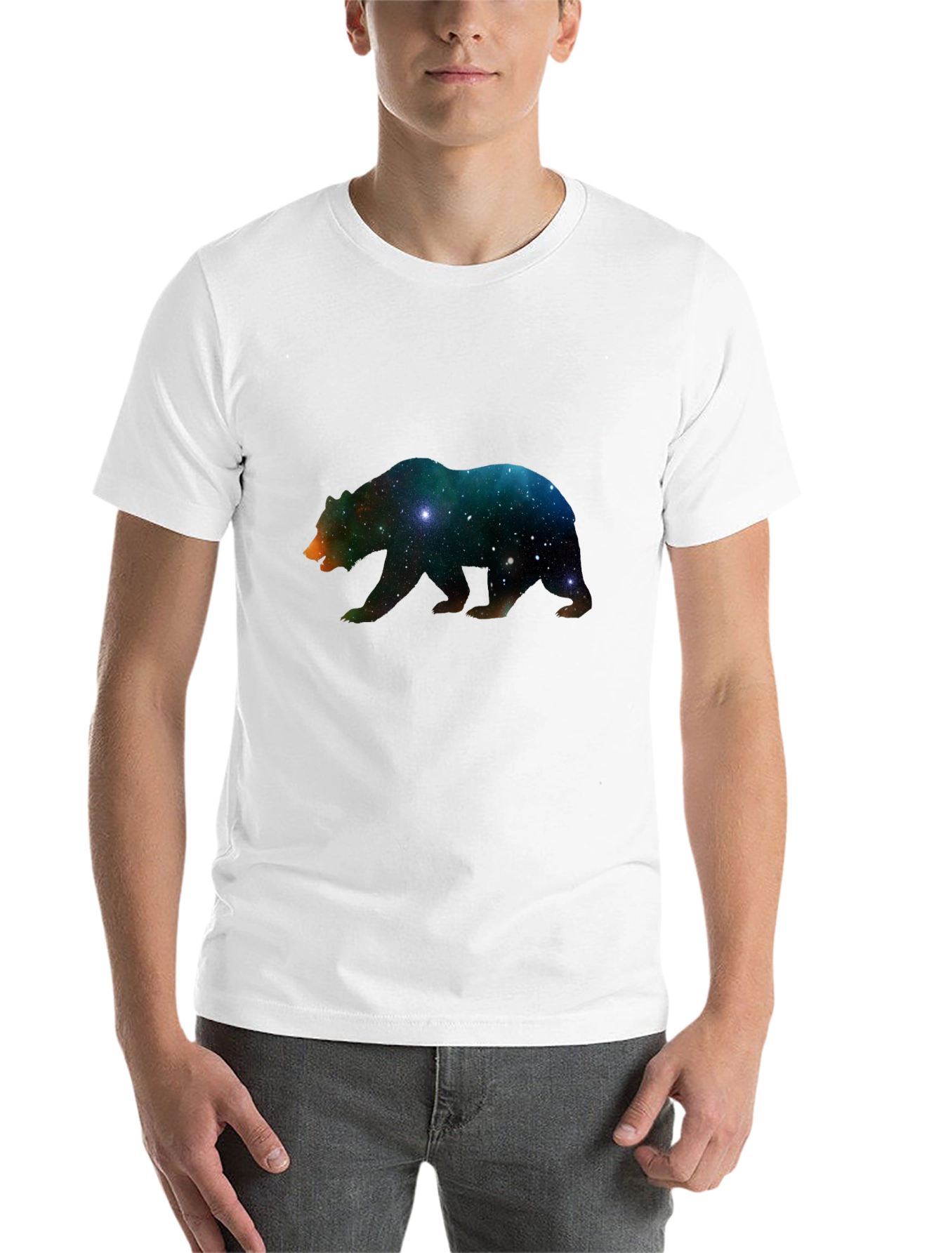 Black Cosmic Bear Graphic Tee - Black Unisex T-Shirt view 14