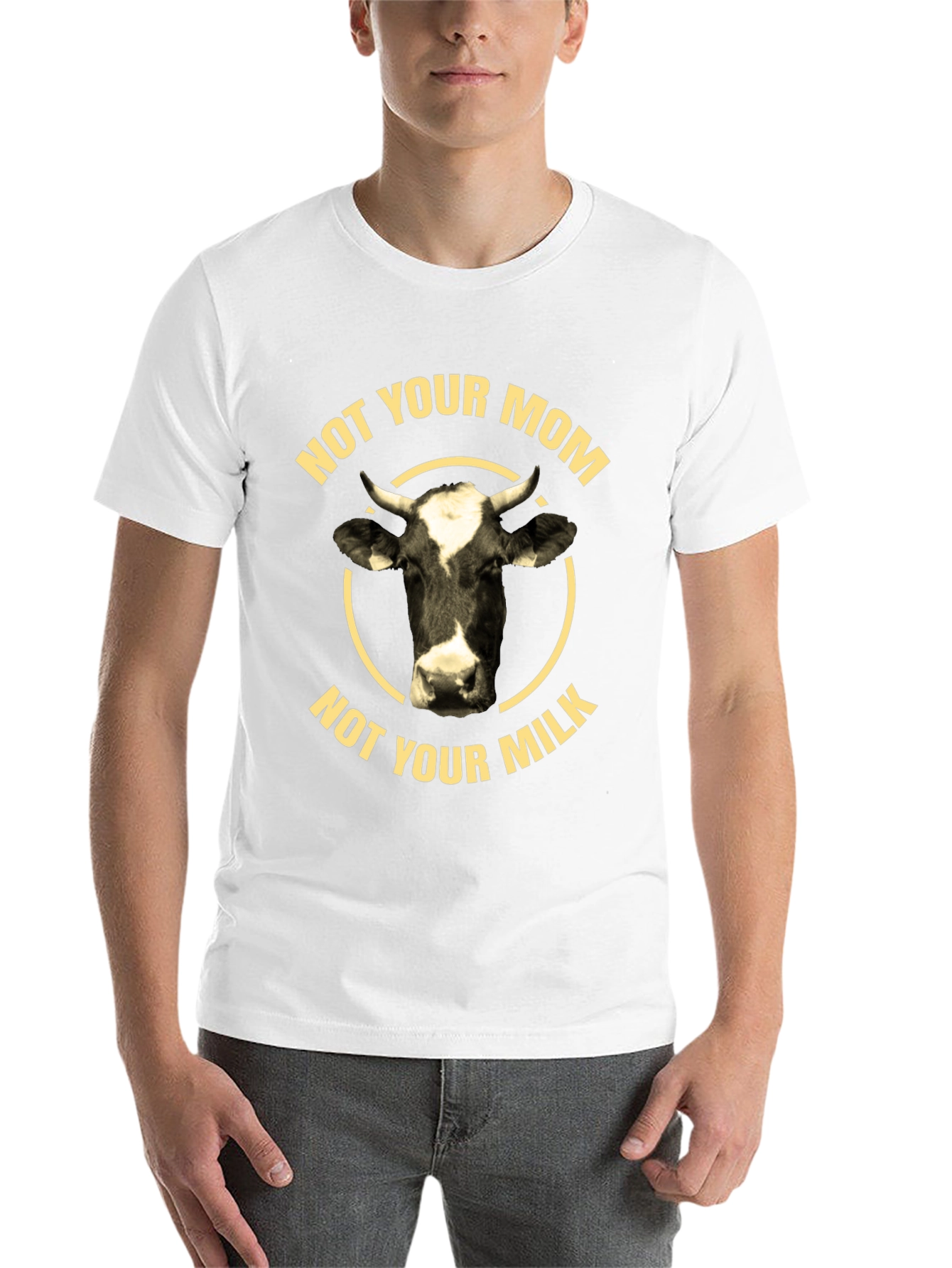 Black Not Your Mom, Not Your Milk T-Shirt - Vegan Cow Design view 14