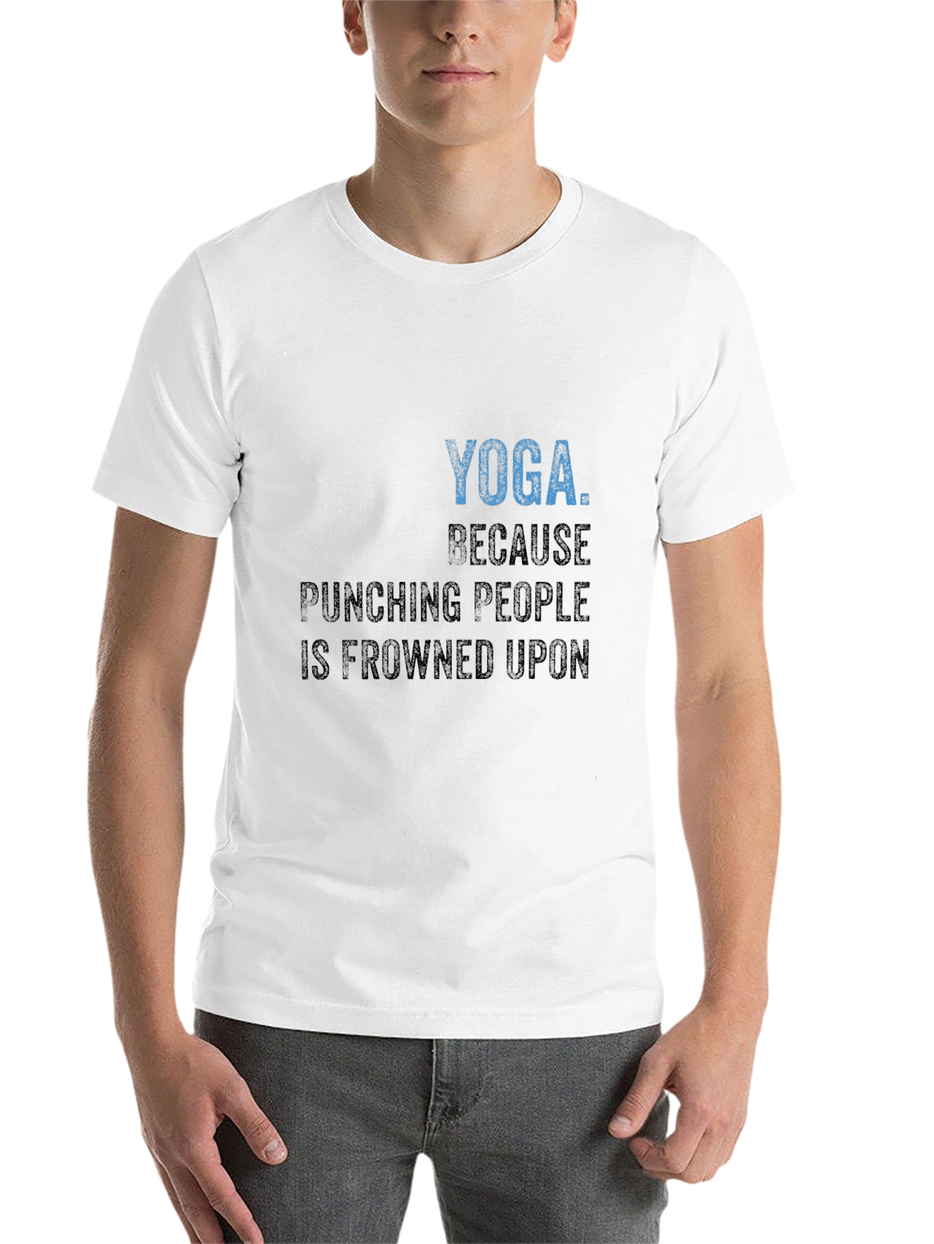 Black Yoga Because Punching People T-Shirt view 14
