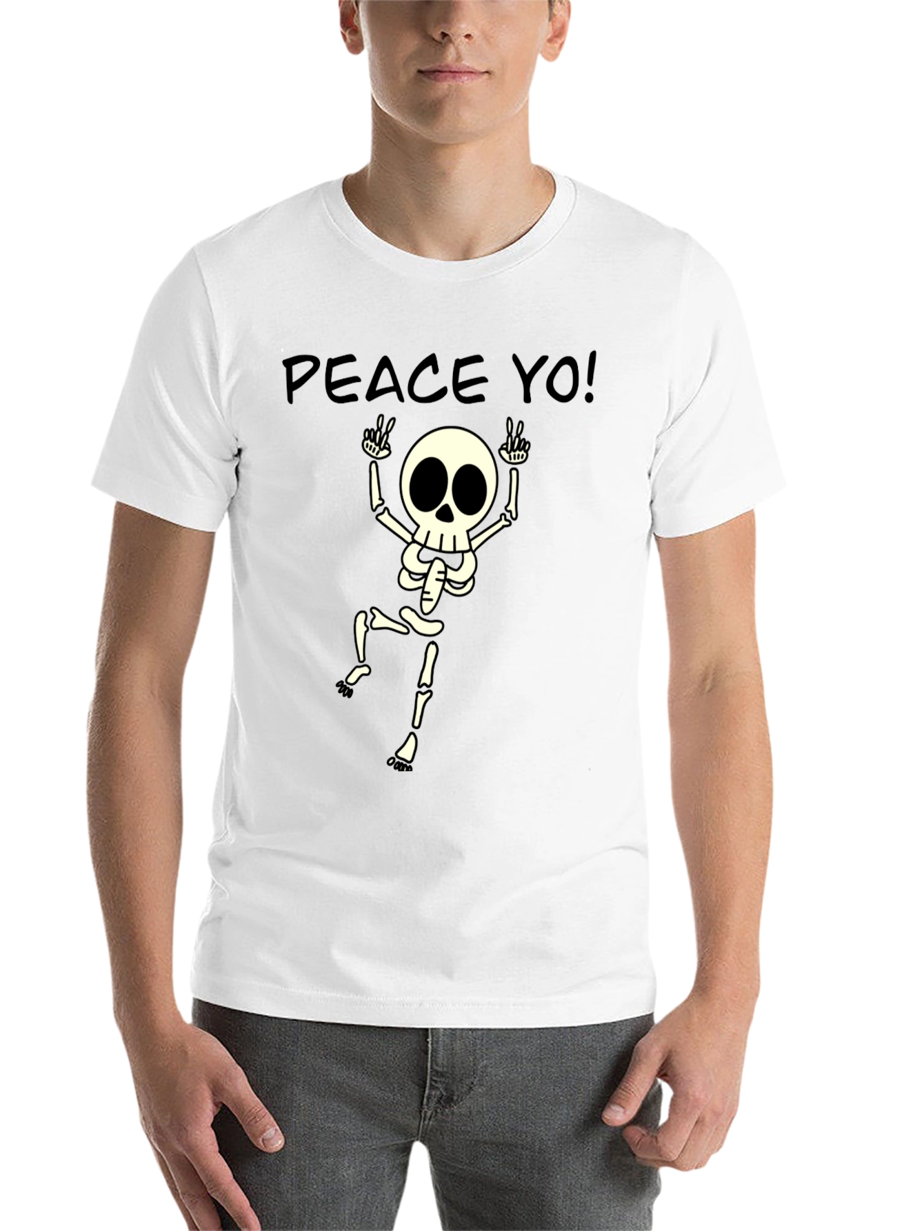 Black Peace Yo! Skeleton Graphic Black T-Shirt view 14