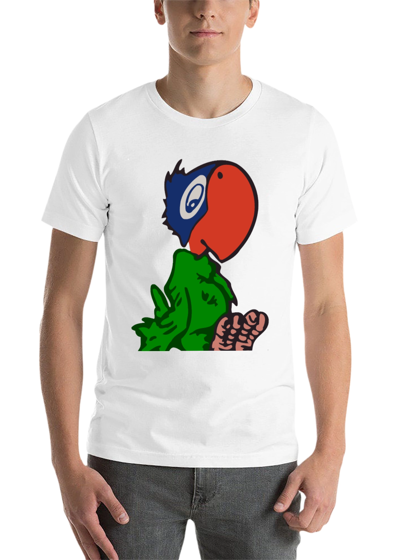 Black Cartoon Parrot Graphic Tee - Black view 14