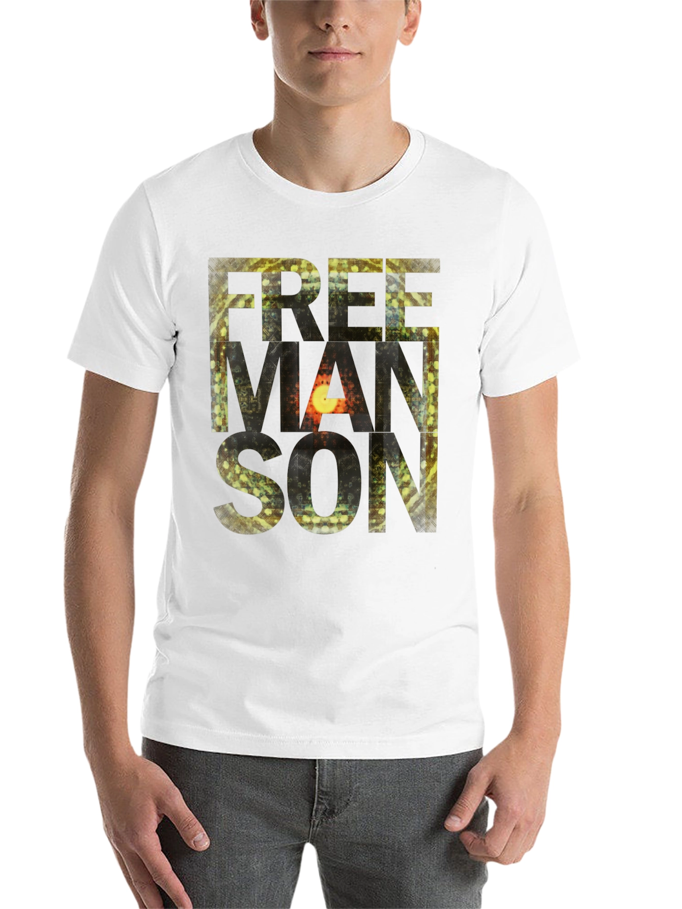 Black Freemanson Men's Black Graphic T-Shirt view 14