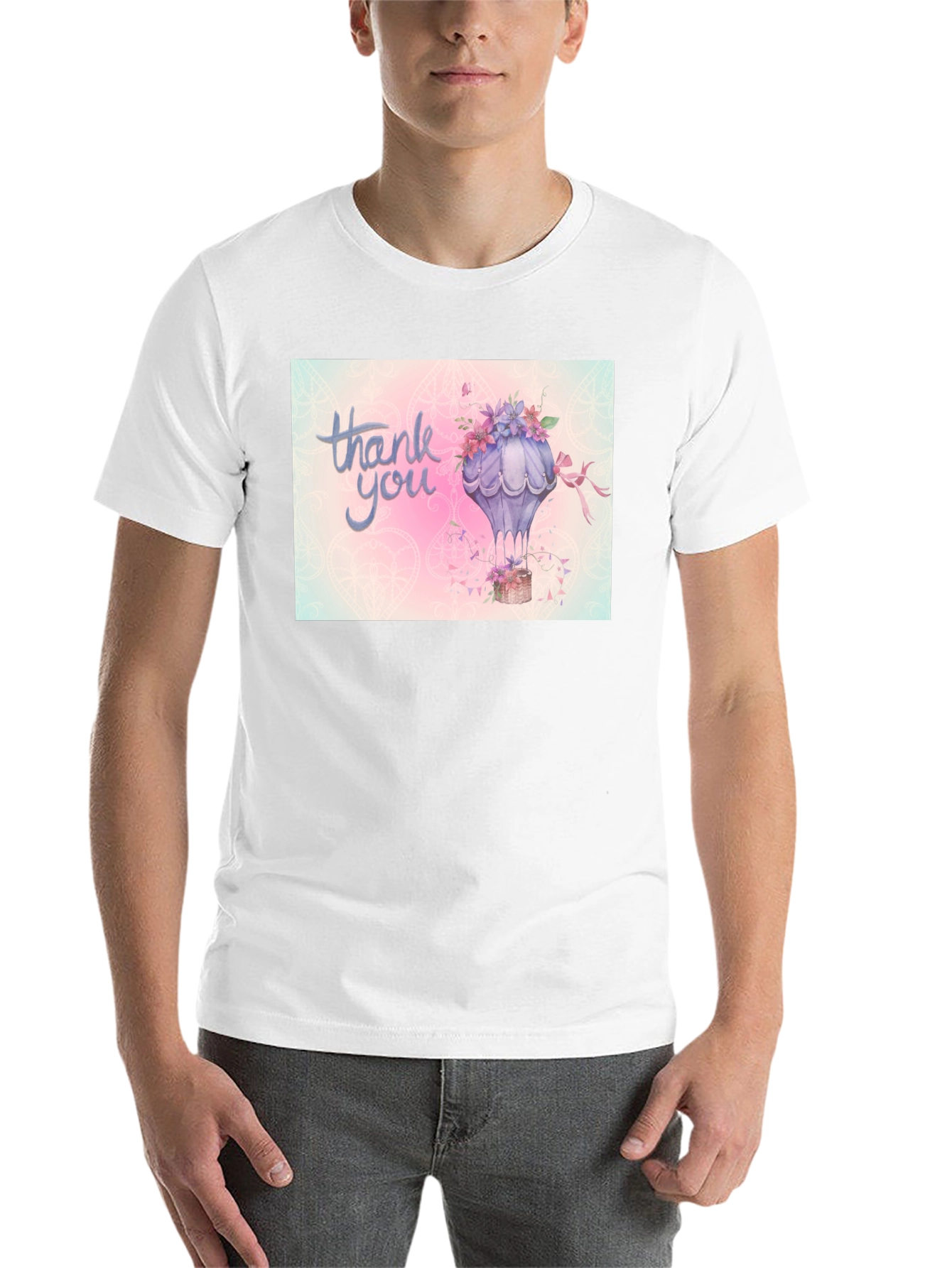 Black Thank You Hot Air Balloon Graphic Tee view 14