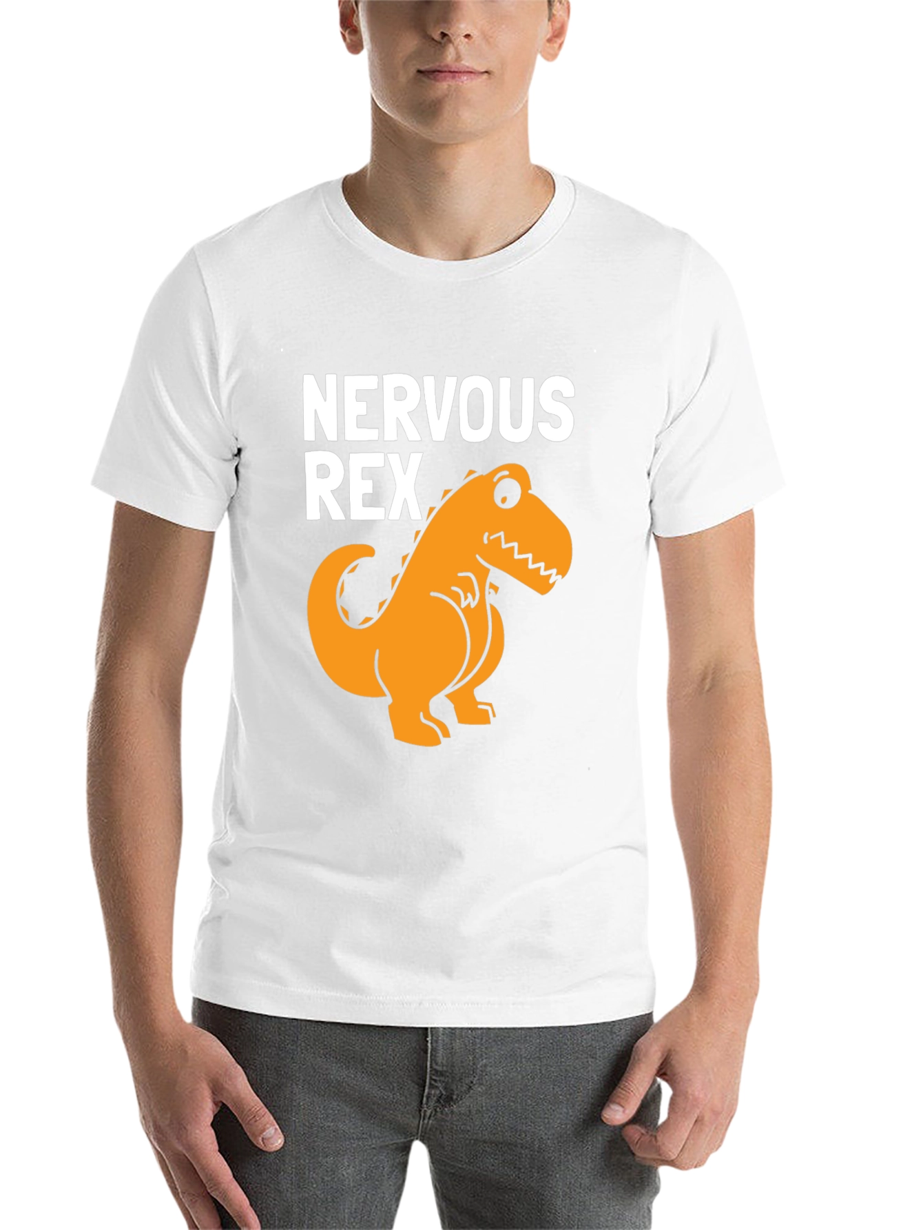 Black Nervous Rex T-Shirt - Funny Dinosaur Tee view 14