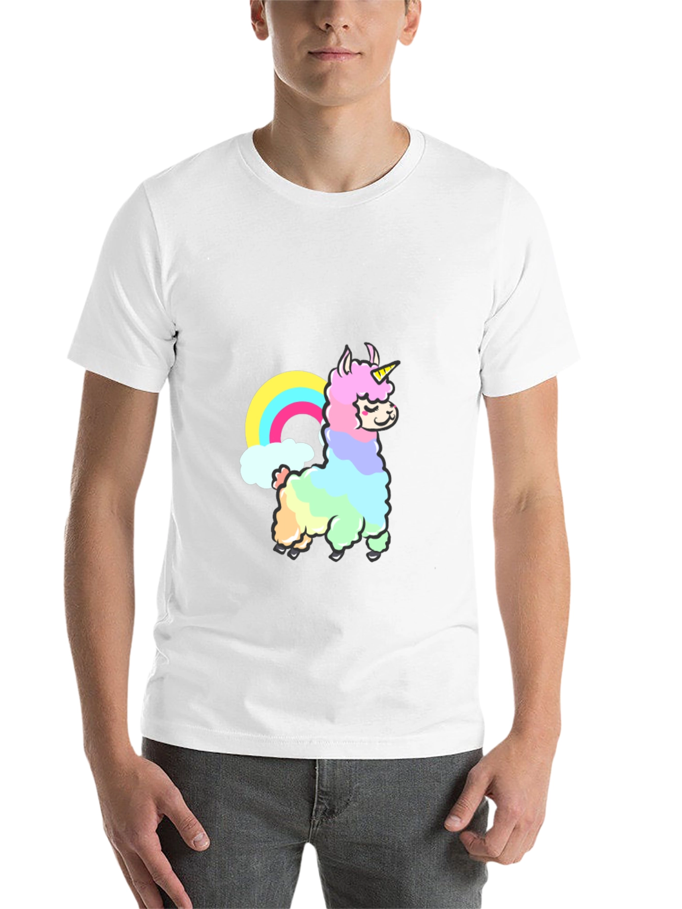 Black Rainbow Llama Unicorn Graphic T-Shirt view 14